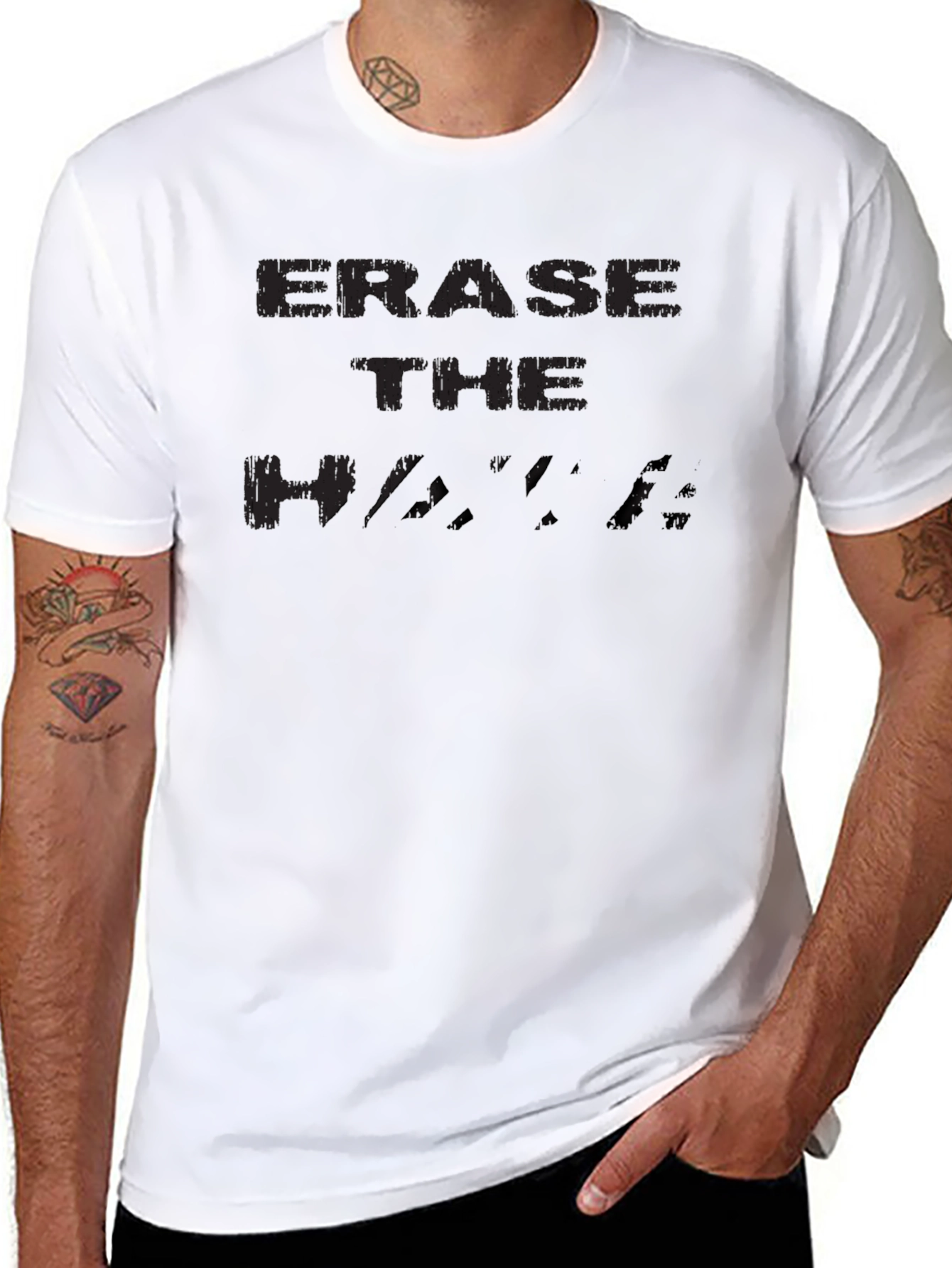 Black Erase The Haters Black Graphic Tee view 8