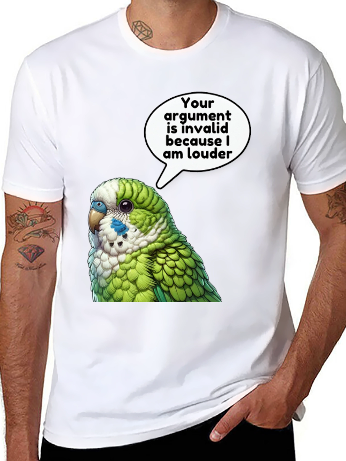 Black Parrot Loud Argument T-Shirt view 8