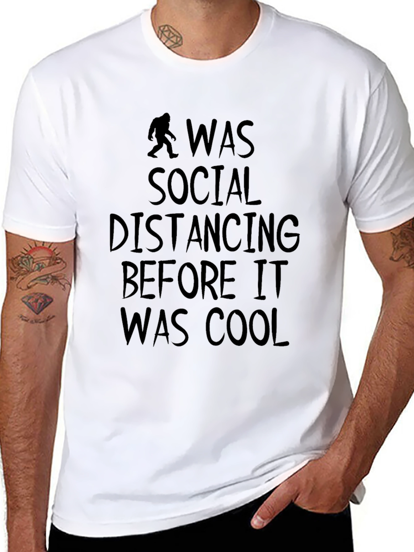 Black Social Distancing Bigfoot Graphic Tee - Black view 8