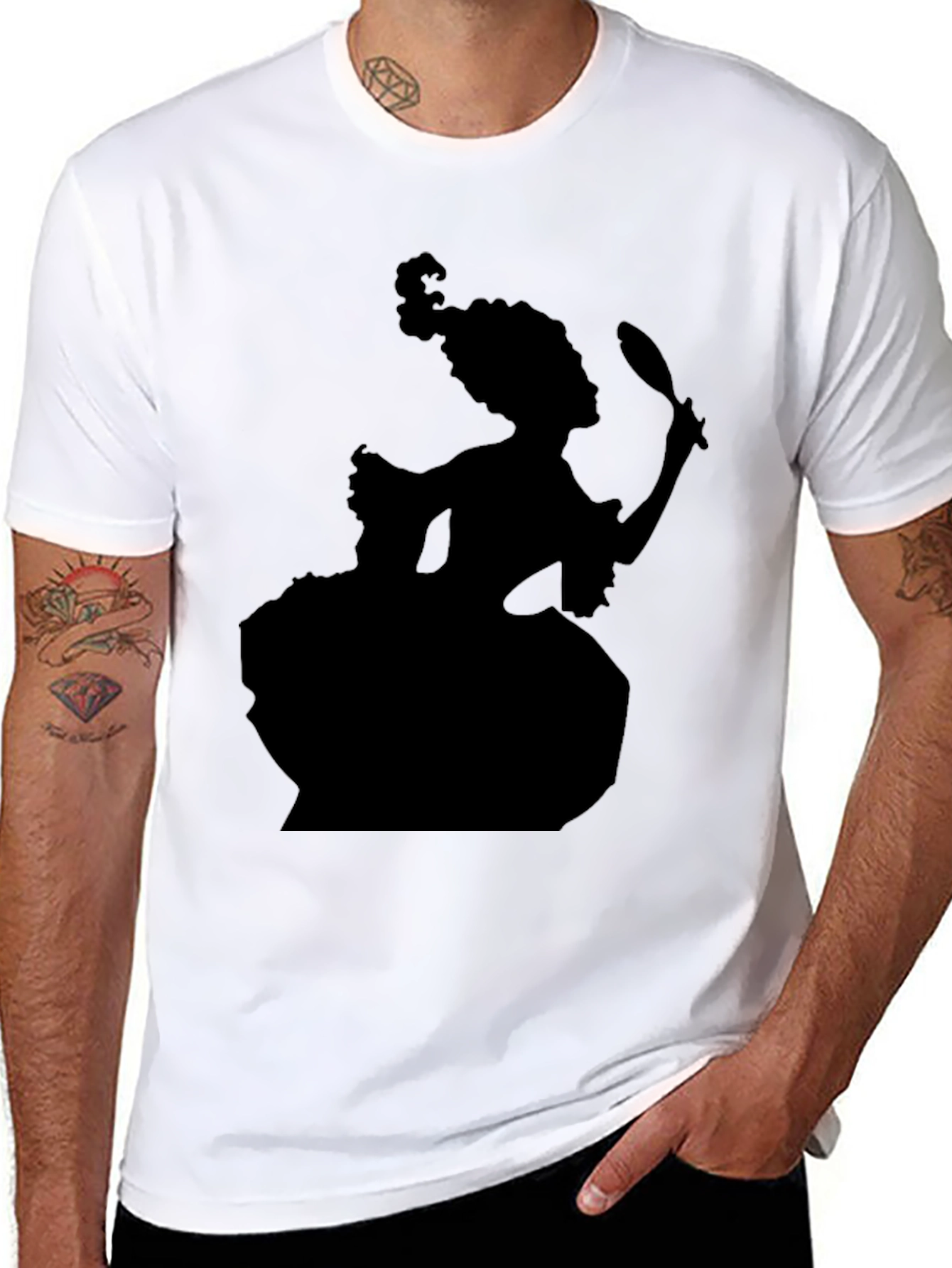 Black Silhouette Rococo Lady T-Shirt - Black view 8