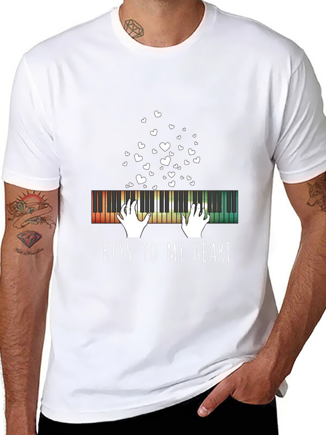 Black Piano Keys to My Heart Graphic Tee - Black view 8