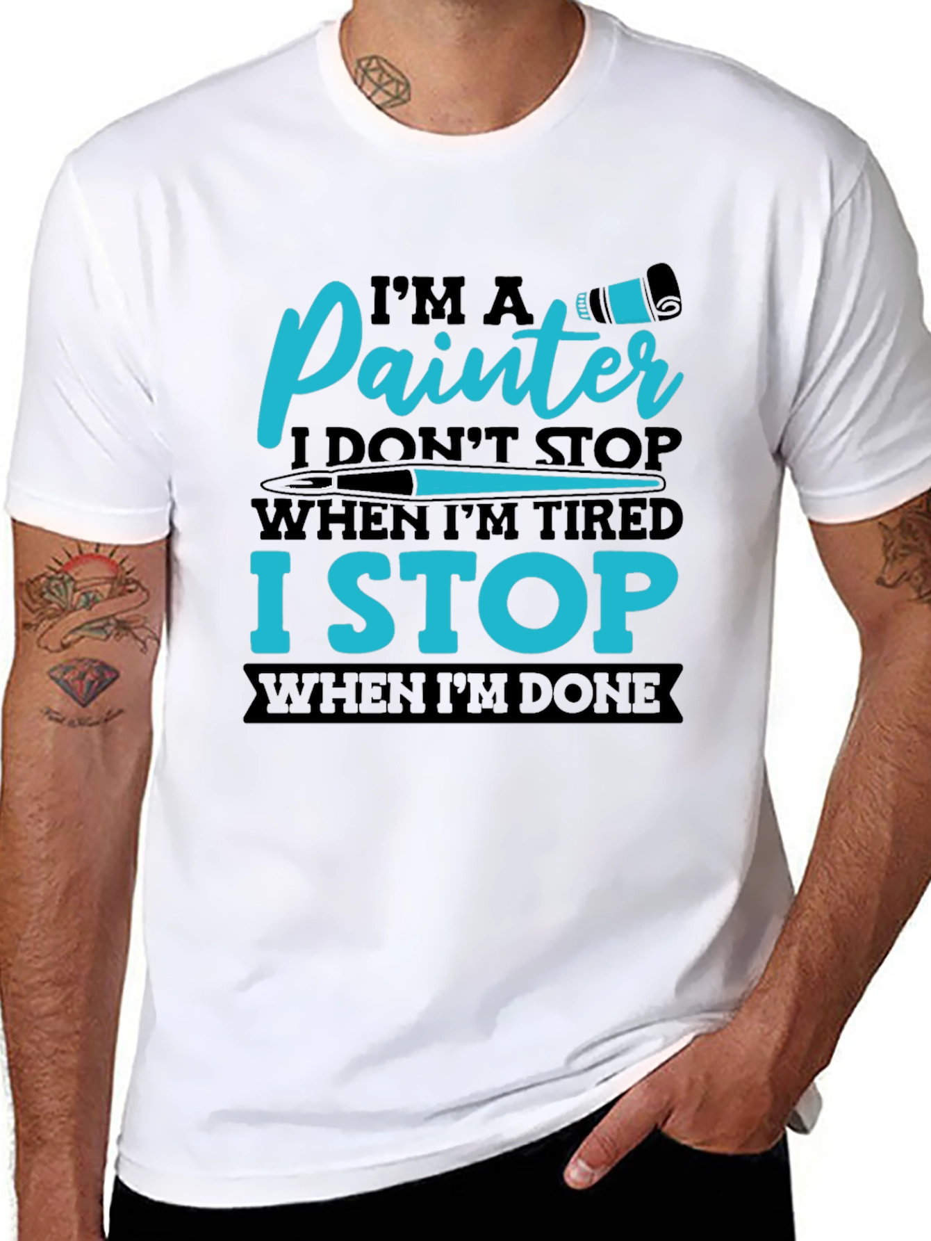 Black Painter's T-Shirt: I Stop When I'm Done view 8