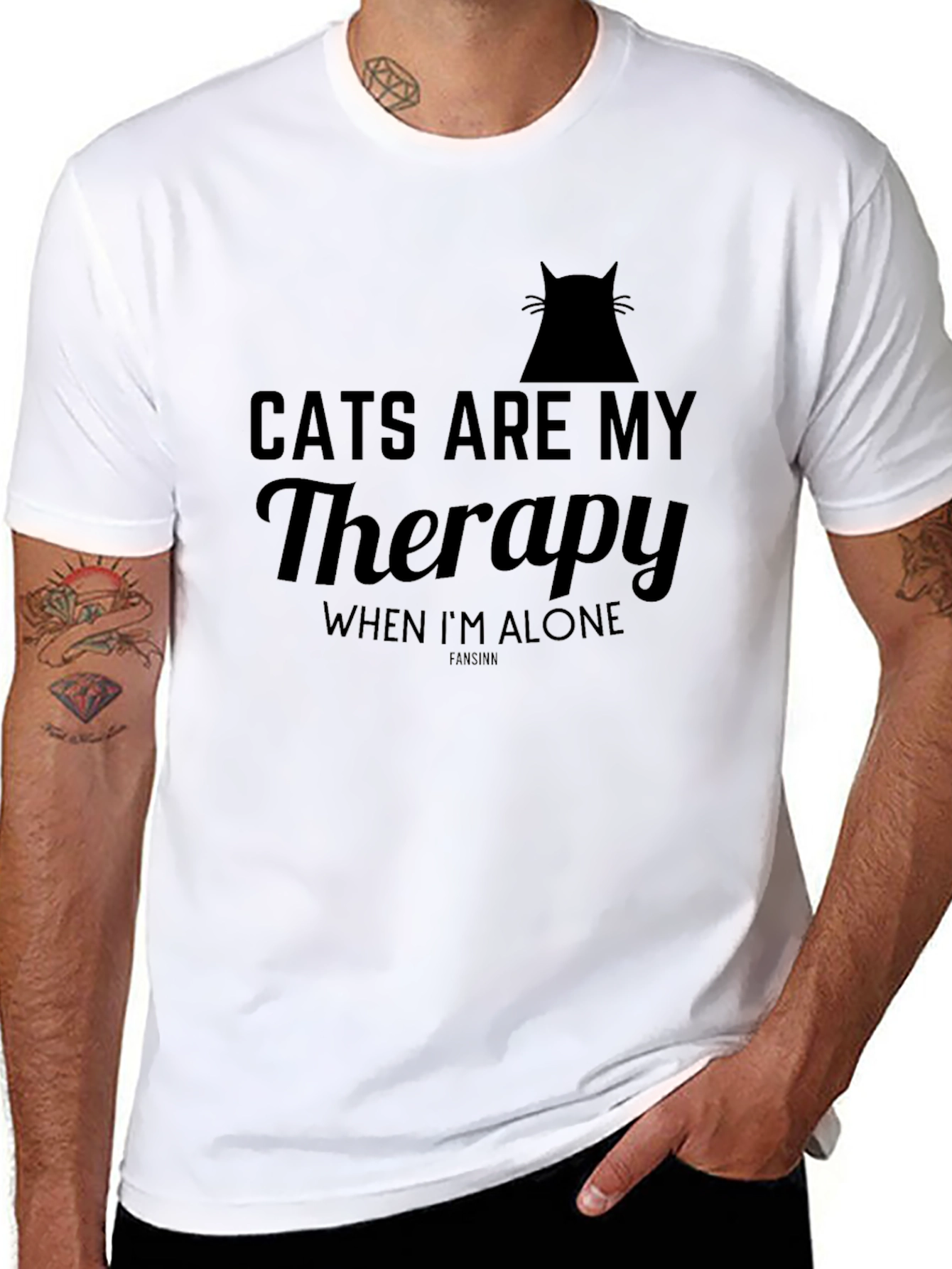 Black Cats Are My Therapy T-Shirt view 8