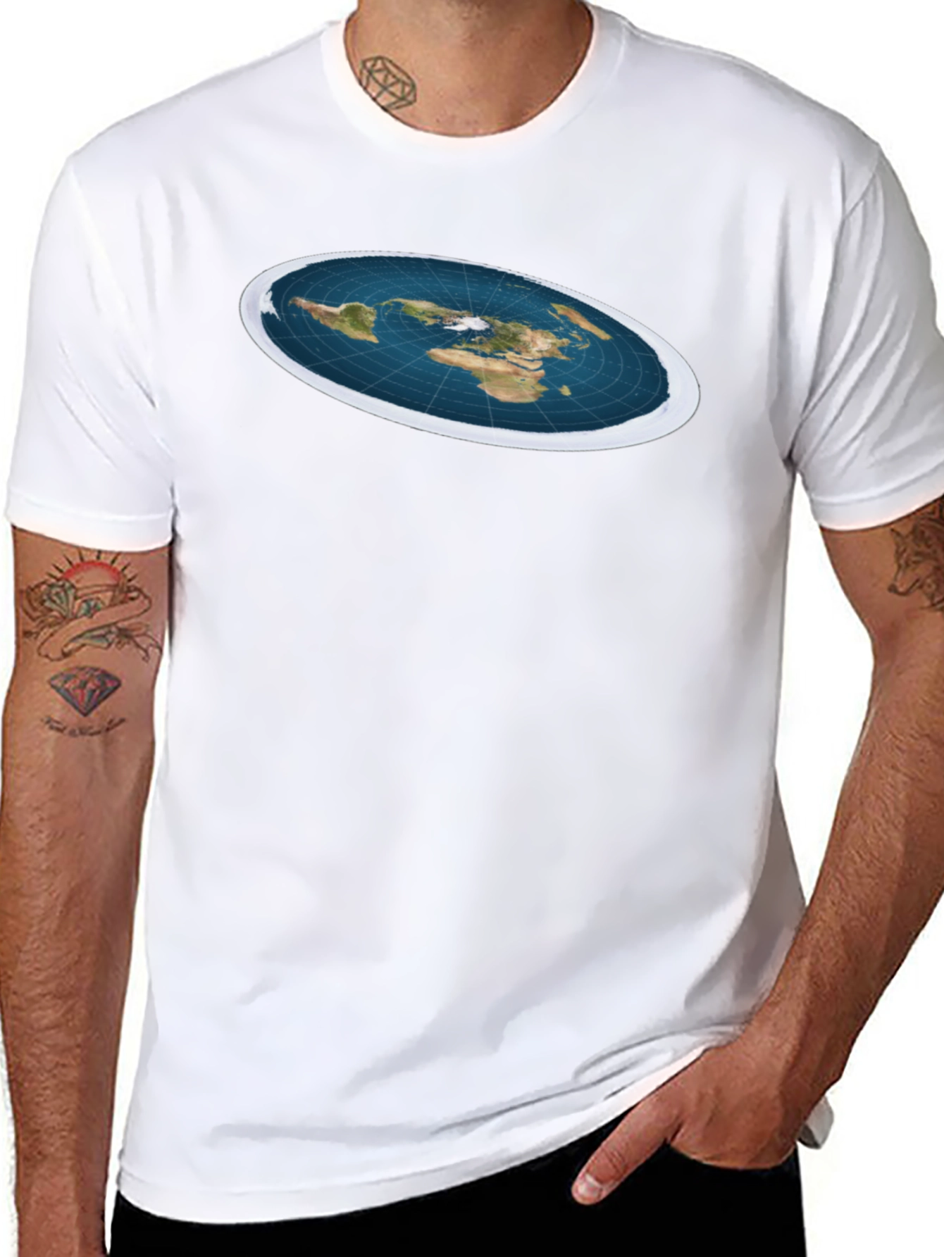 Black Flat Earth T-Shirt - Conspiracy Theory Tee view 8