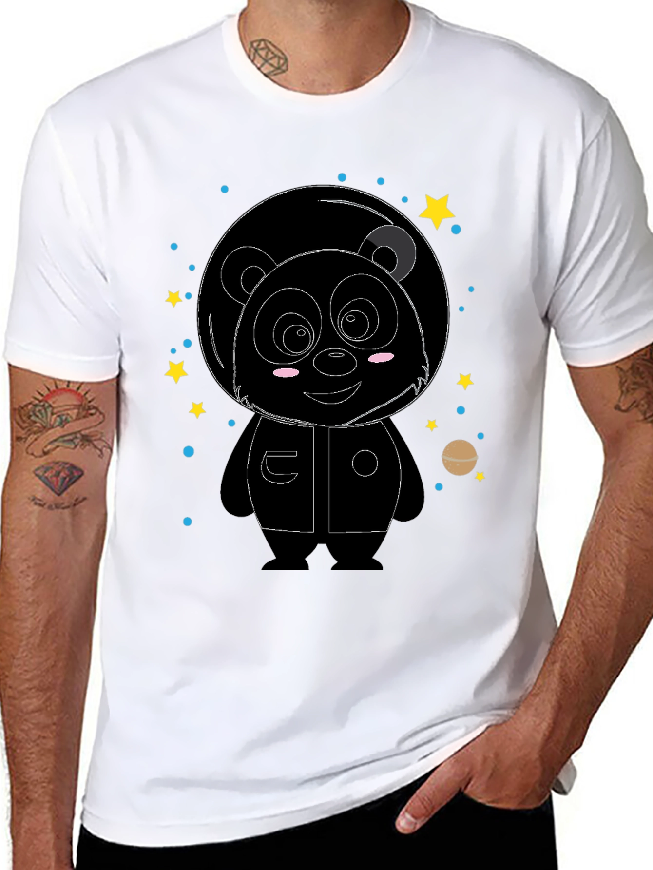 Black Astronaut Panda Graphic Tee - Space Adventure view 8