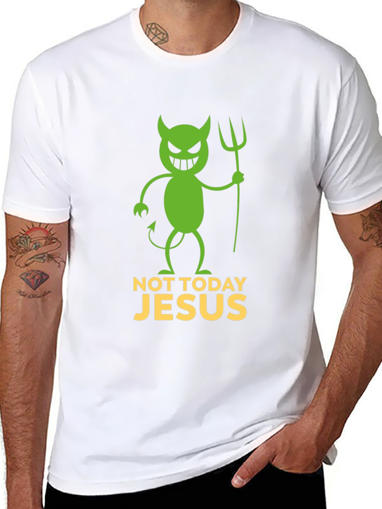 Black Not Today Jesus Funny Graphic T-Shirt view 8