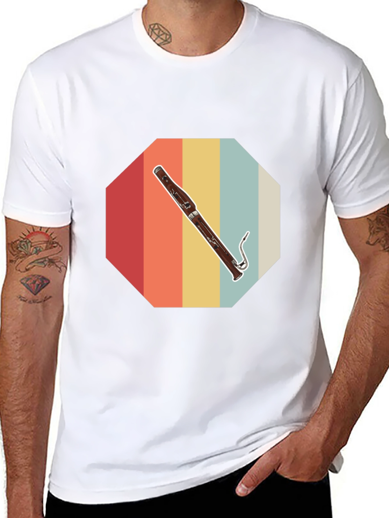 Black Bassoon Retro Octagon T-Shirt view 8