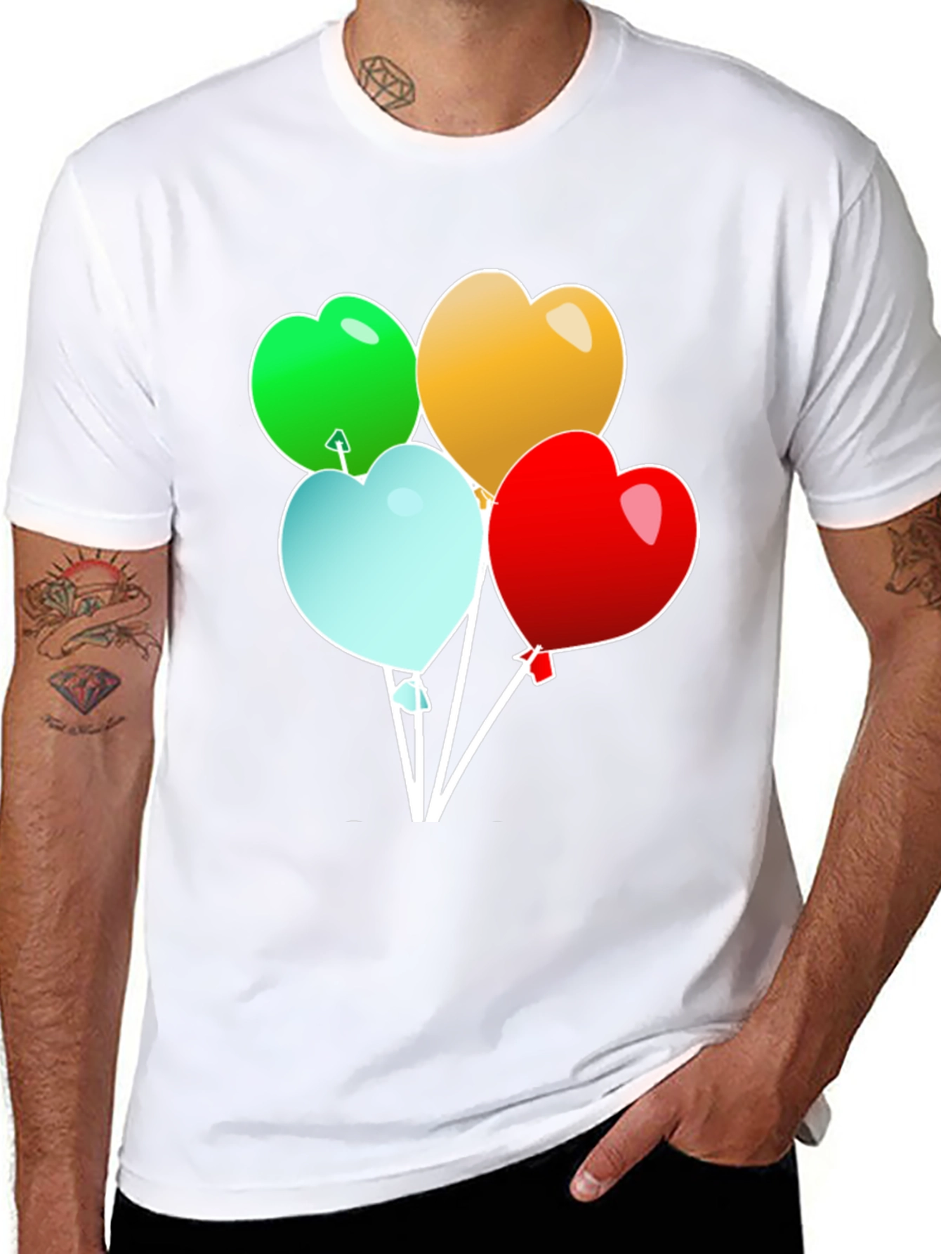 Black Heart Balloons Graphic T-Shirt - Stylish Men's Tee view 8