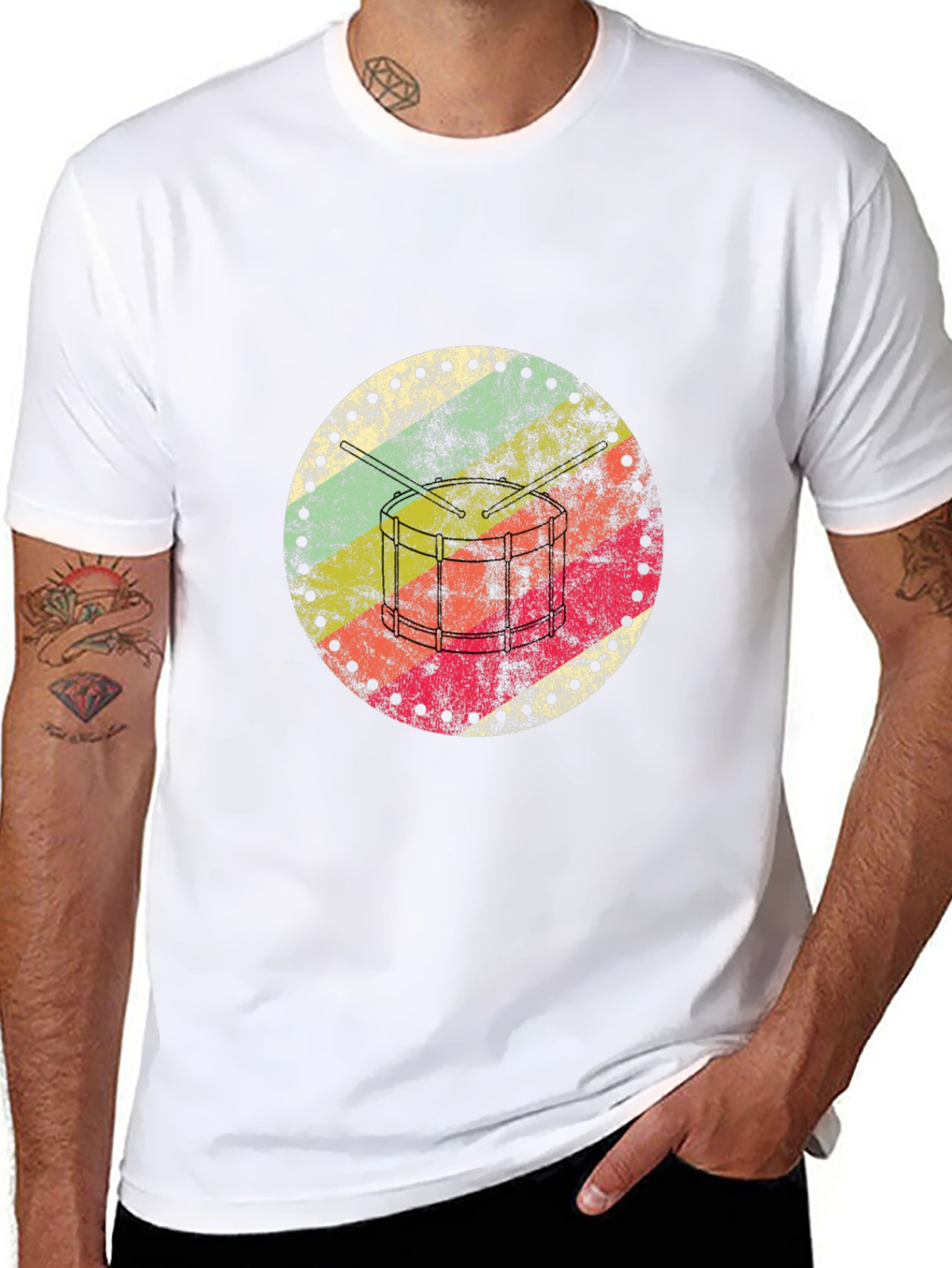 Retro Drum Circle Graphic Tee - 8