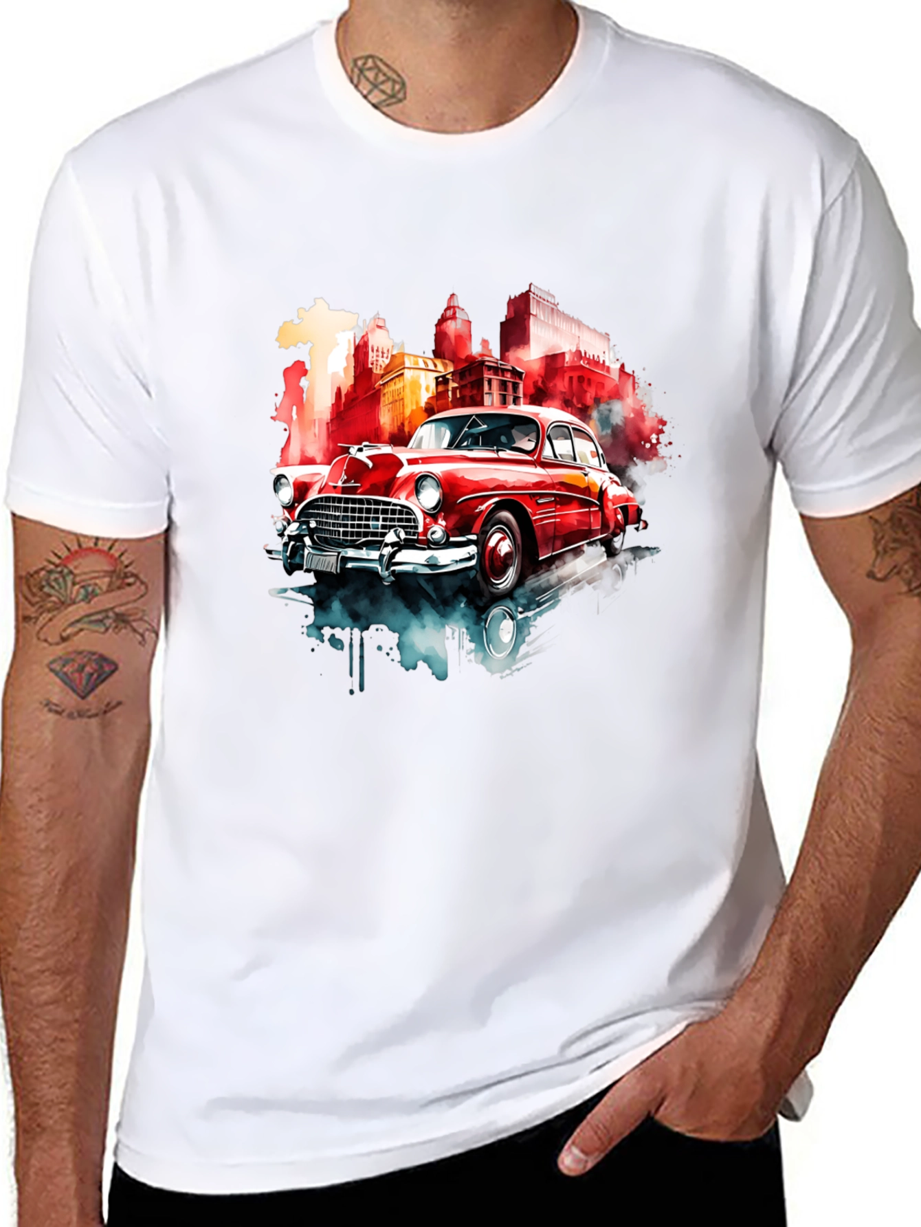 Black Classic Car Graphic Tee - Retro Style view 8