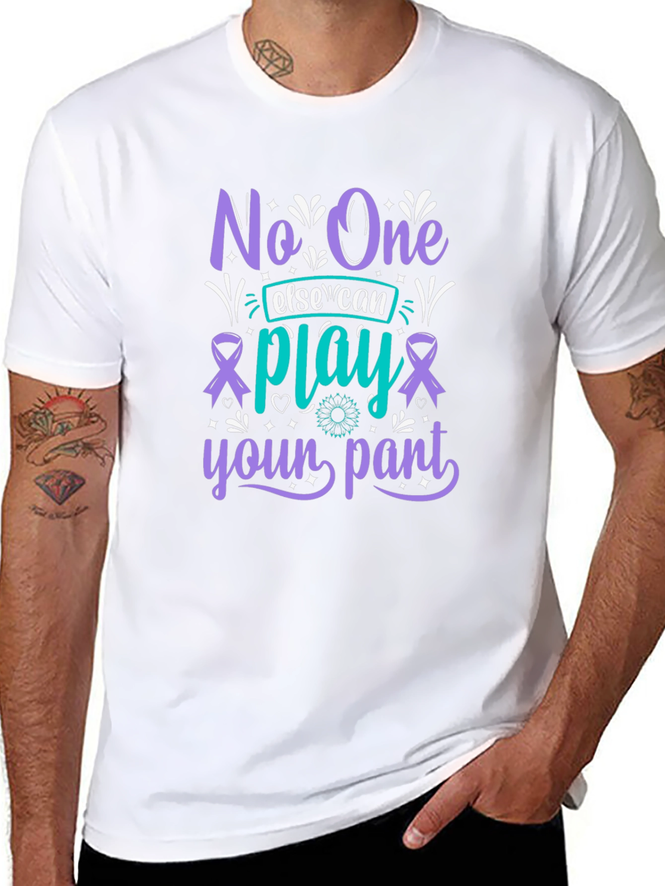 Black Unique Graphic T-Shirt - "No One Else Can Play Your Part" view 8