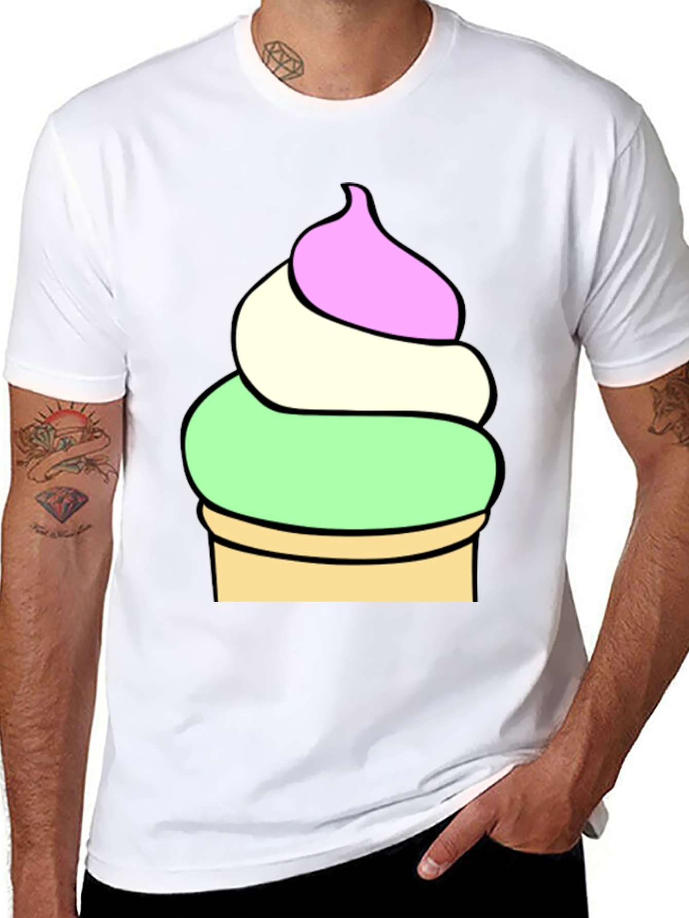 Black Ice Cream Cone Graphic Tee - Soft Cotton Blend view 8