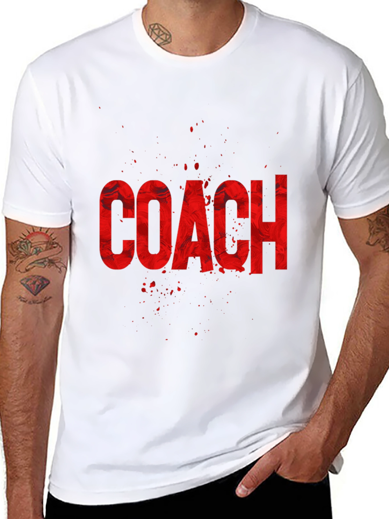 Coach Graphic T-Shirt - Red Text on Black Tee - 8
