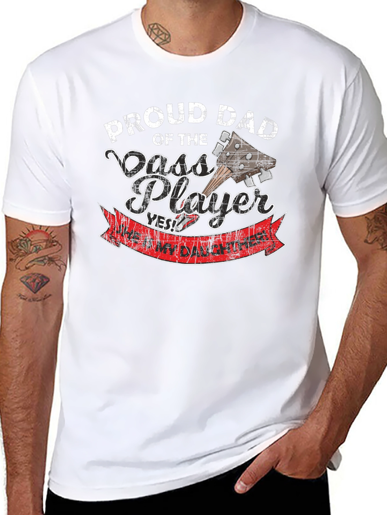 Black Proud Dad of a Bass Player T-Shirt view 8