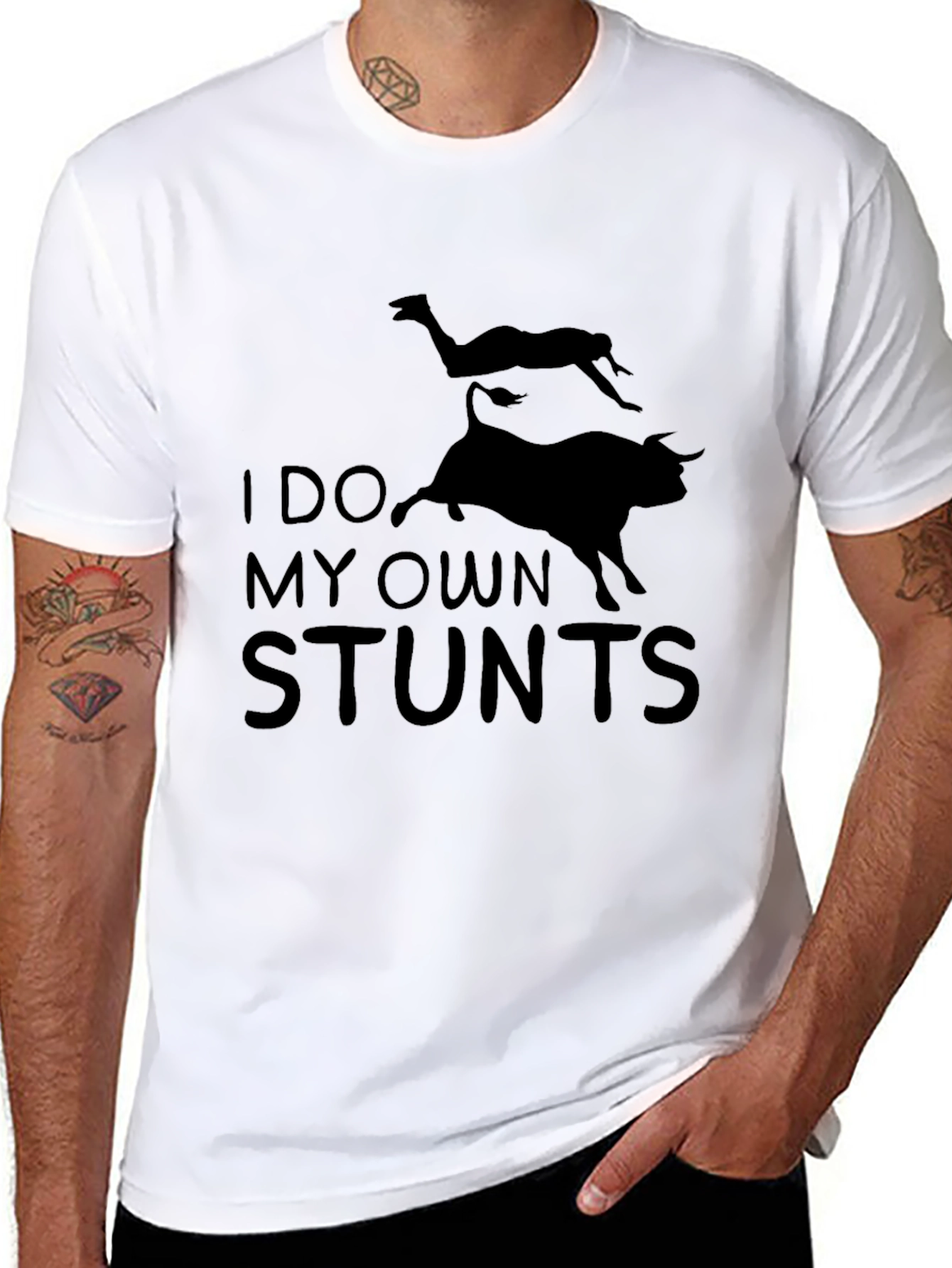 Black I Do My Own Stunts Graphic Tee view 8