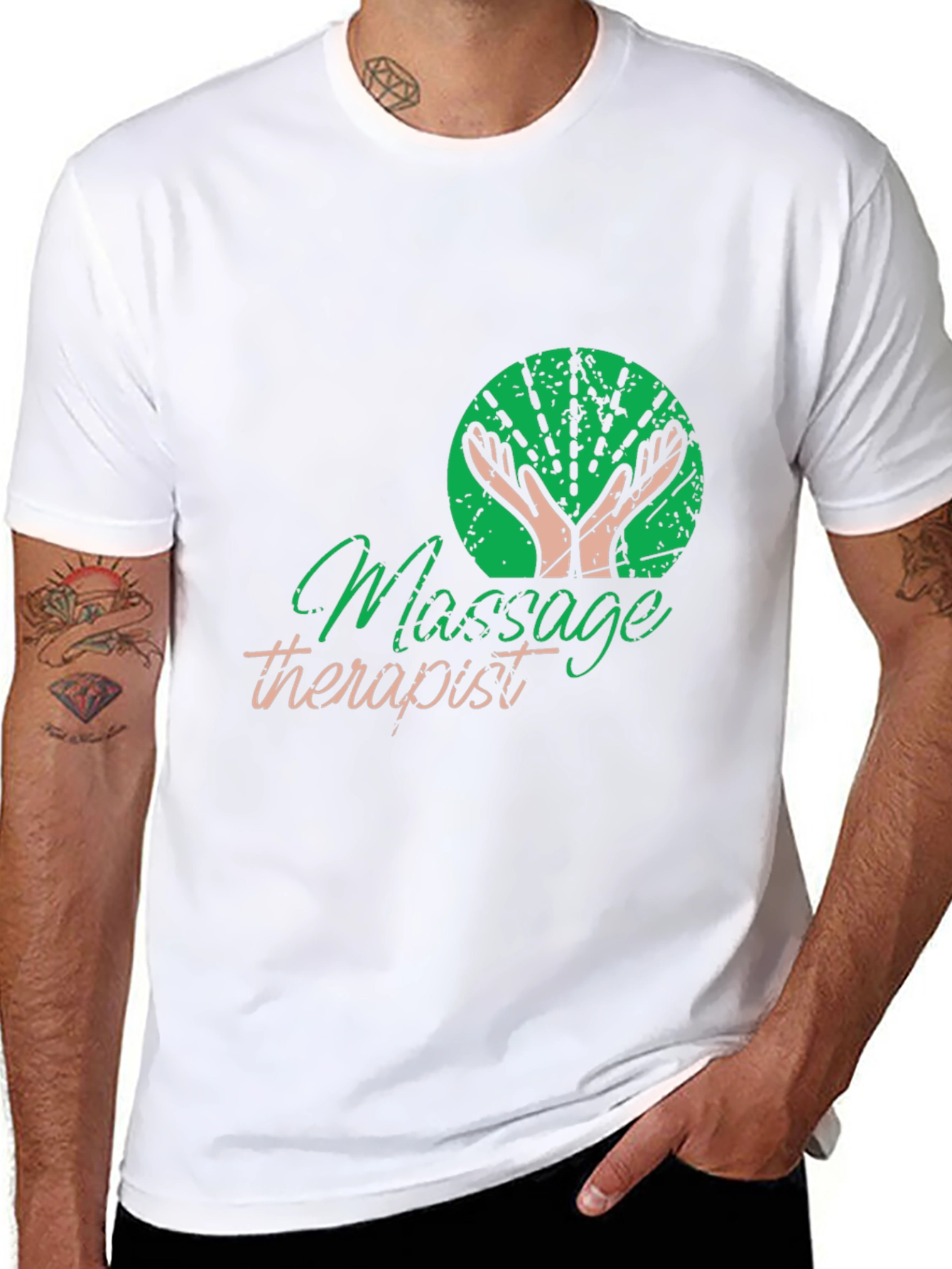 Black Massage Therapist Graphic T-Shirt - Black view 8