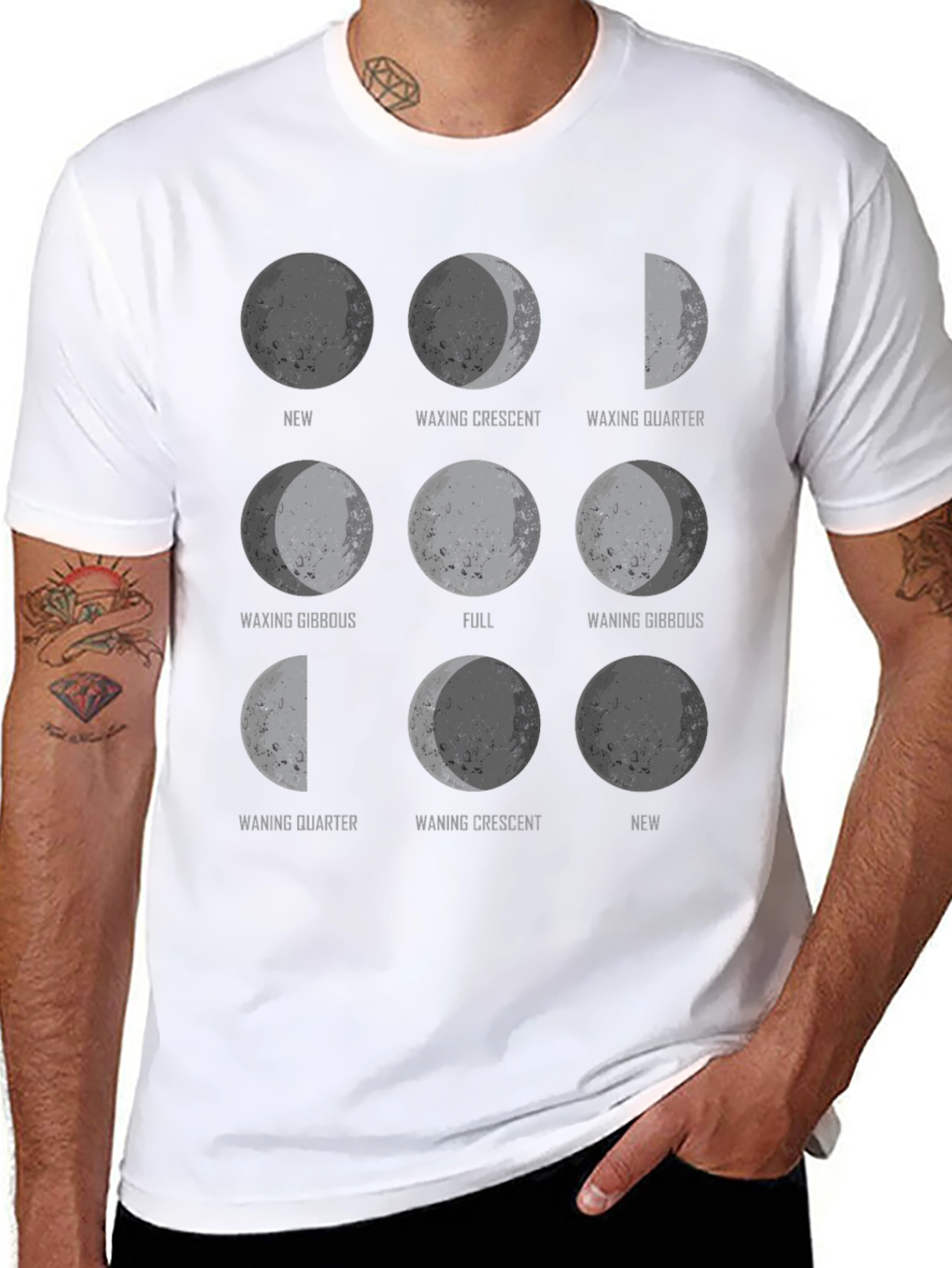 Black Moon Phases Graphic Tee - Astronomy T-Shirt view 8