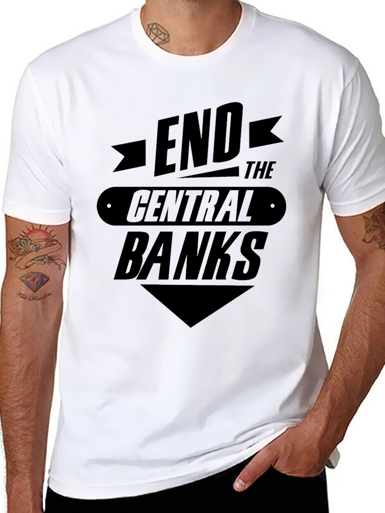 Black End the Central Banks Graphic Tee - Black view 8