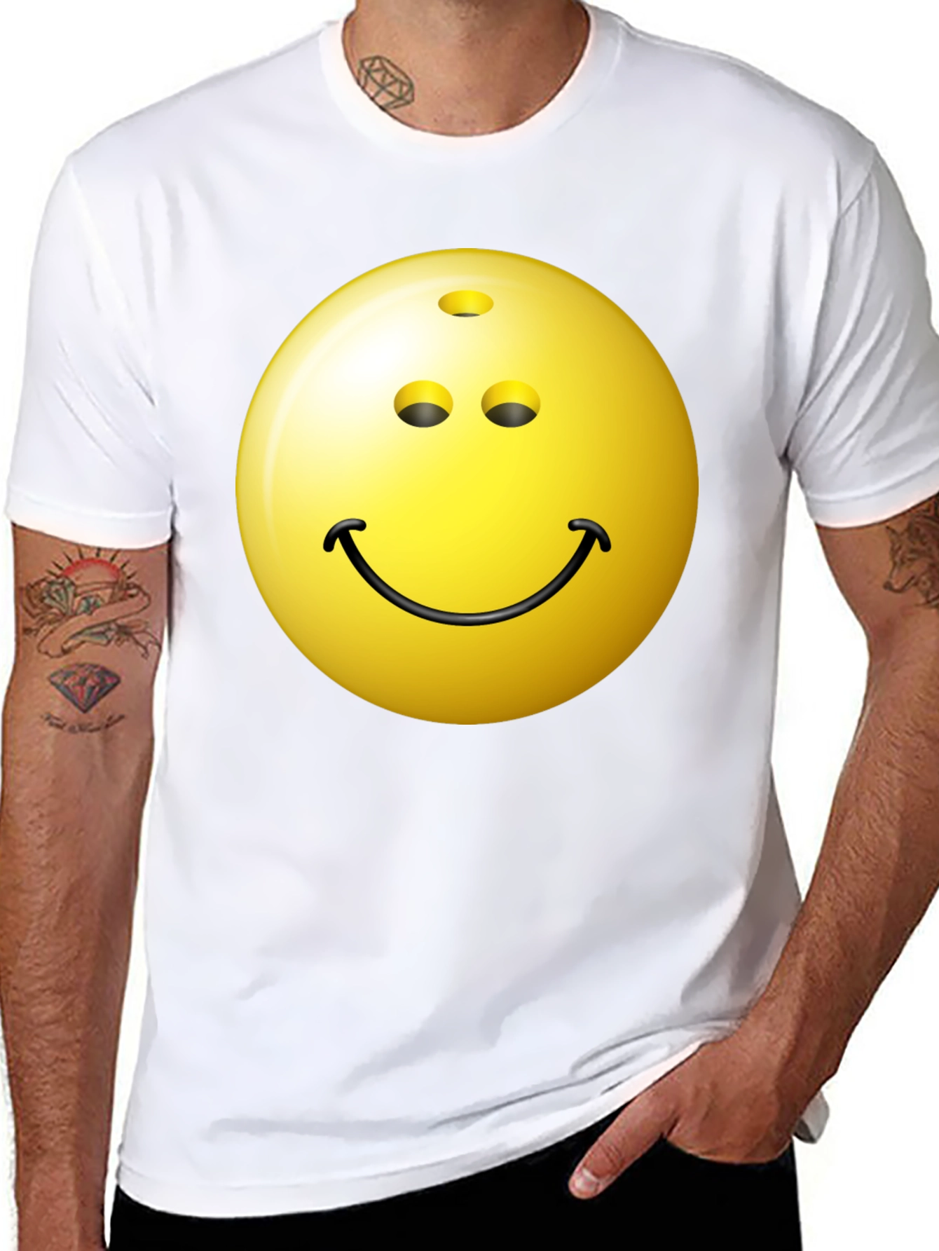 Black Bowling Ball Smiley Face Black T-Shirt view 8