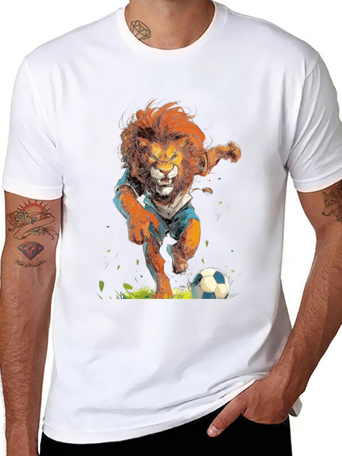 Black Lion Soccer T-Shirt - Black Graphic Tee view 8