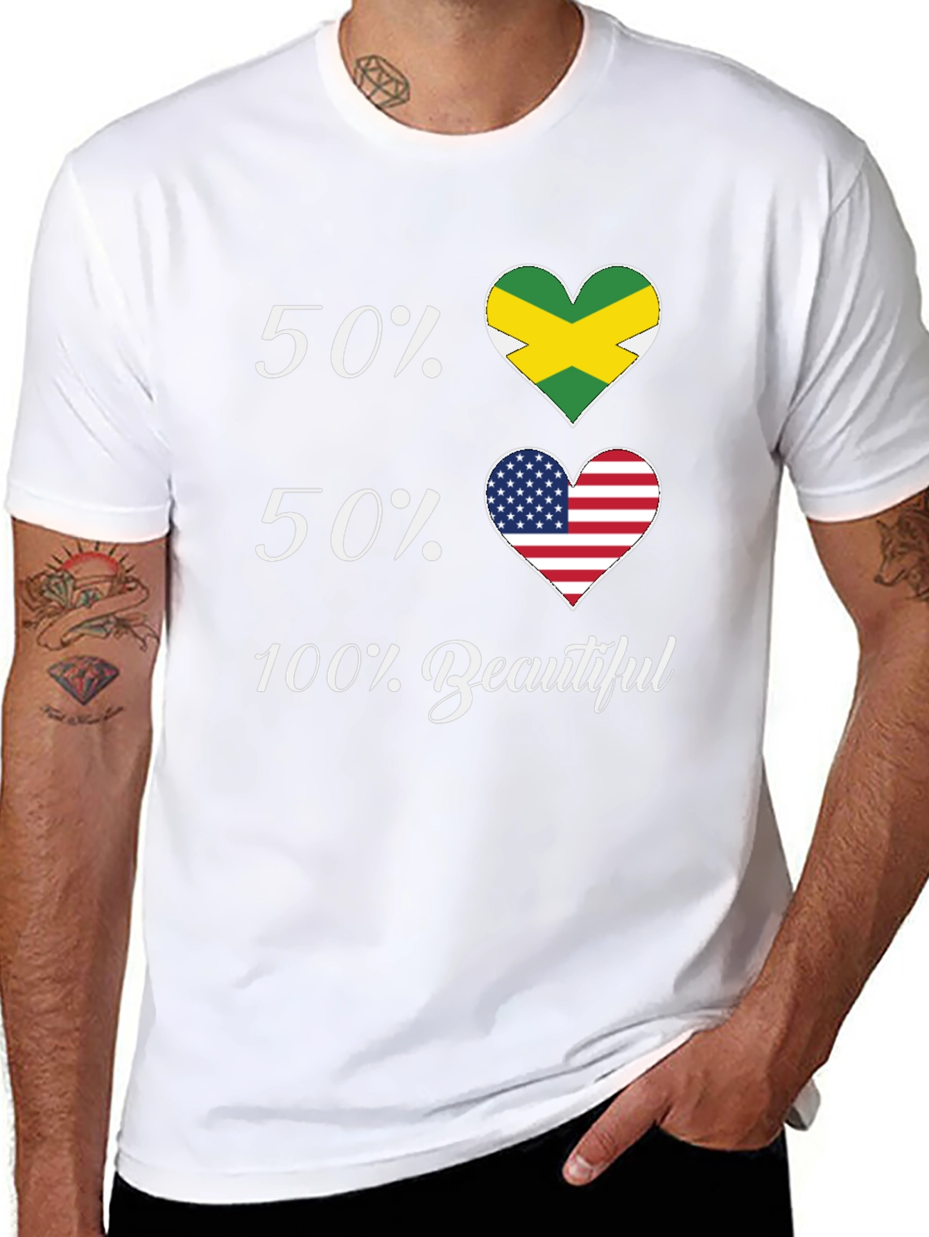 Jamaican American Pride T-Shirt - 50/50 Flags - 8