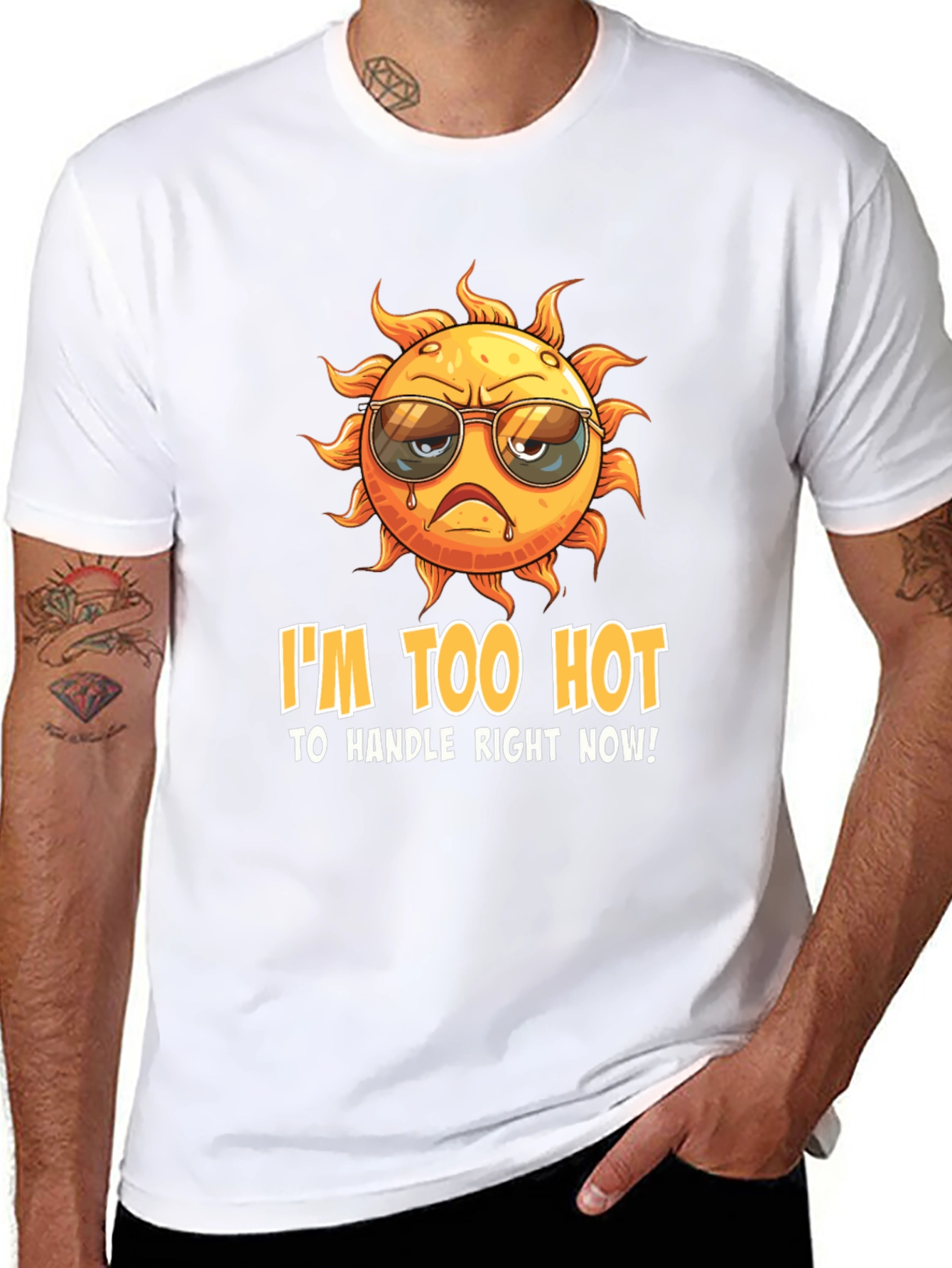 Black I'm Too Hot to Handle Funny Graphic Tee view 8