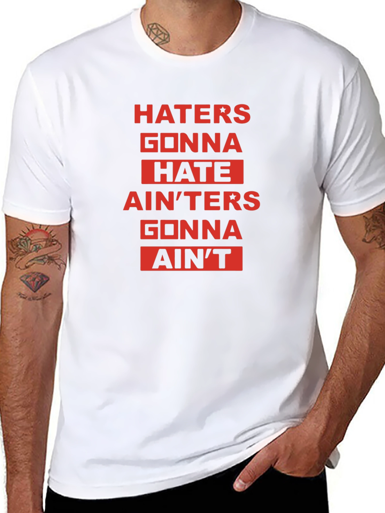 Black Haters Gonna Hate Graphic Tee - Unisex view 8