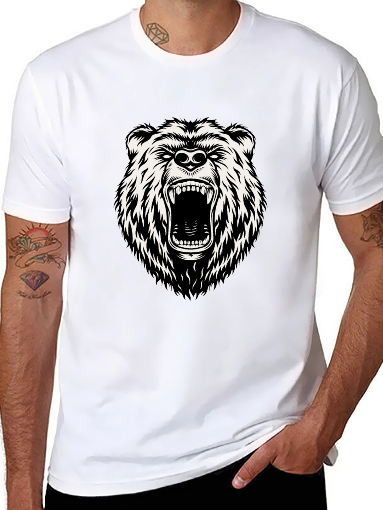 Black Men's Black Bear Graphic T-Shirt view 8