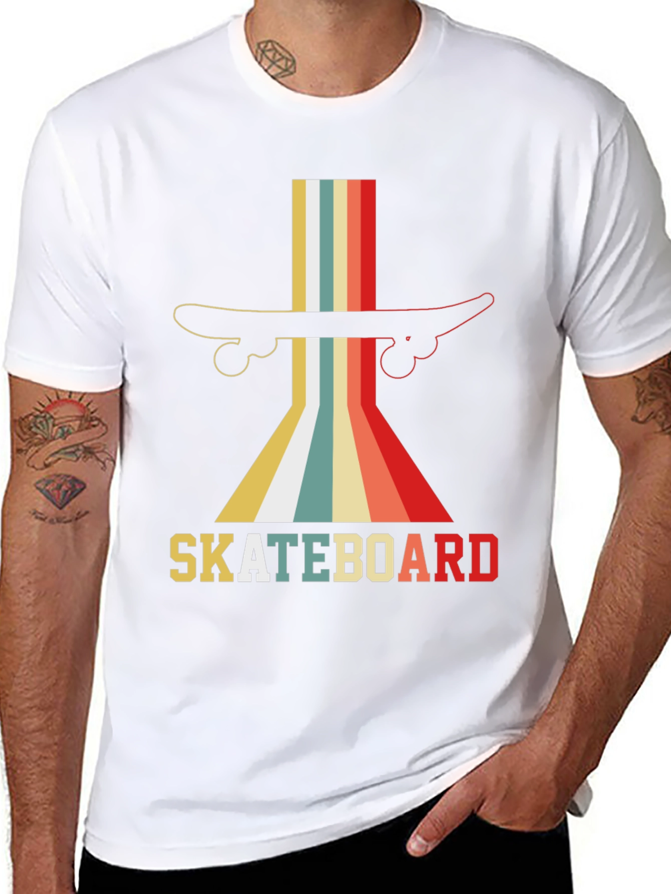 Black Retro Skateboard Graphic Tee - Vintage Style Shirt view 8