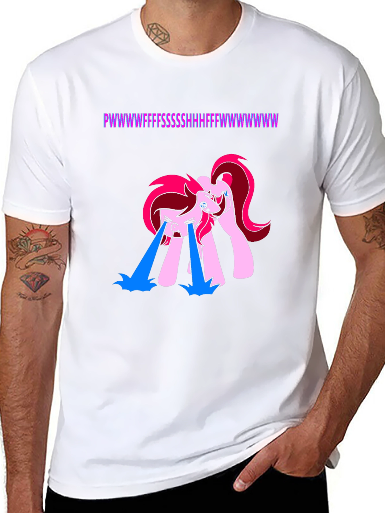 Black Funny Crying Pony Black T-Shirt view 8