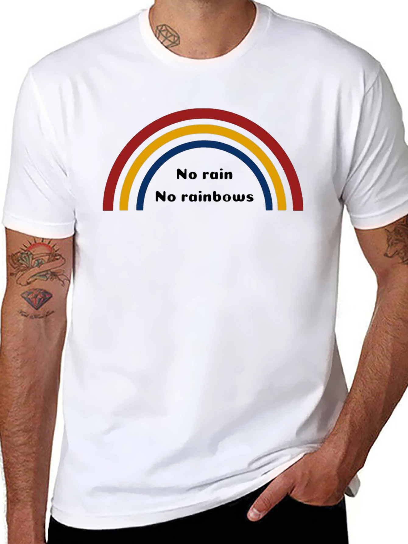 Black No Rain No Rainbows Black T-Shirt view 8