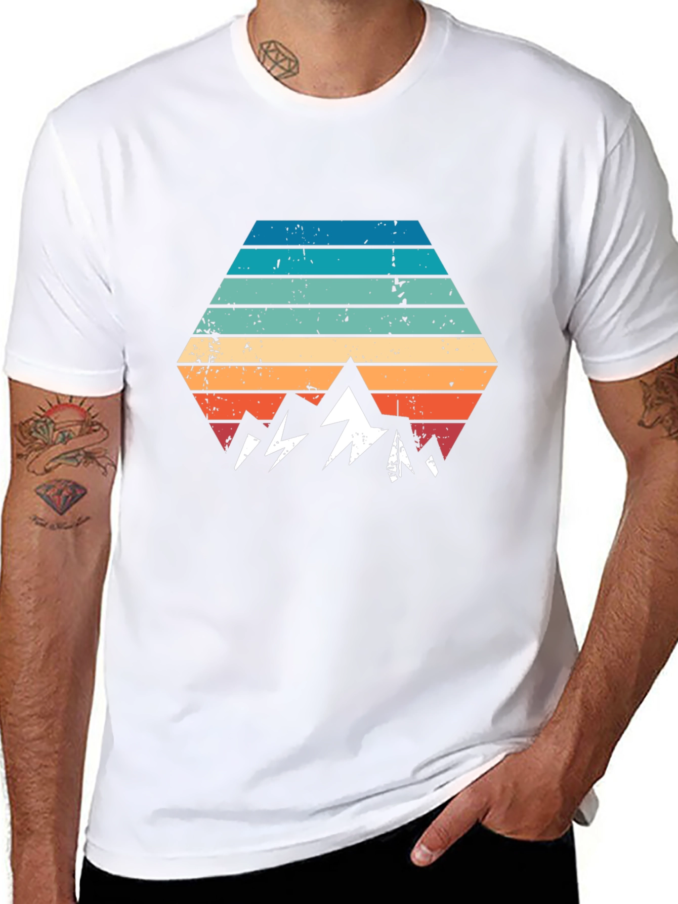 Black Retro Mountainscape Graphic Tee - Black view 8