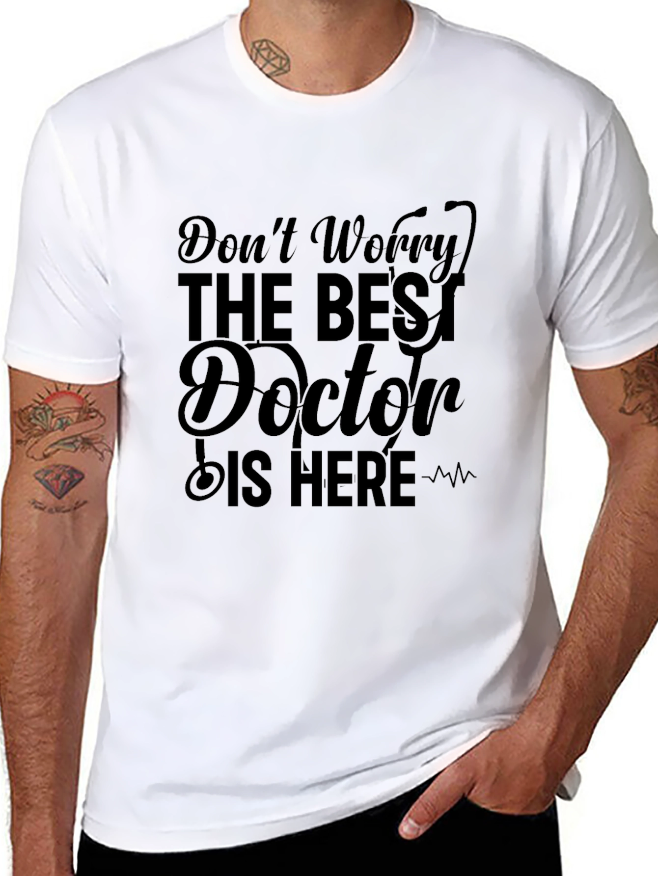 Black Best Doctor Here Black Graphic Tee view 8