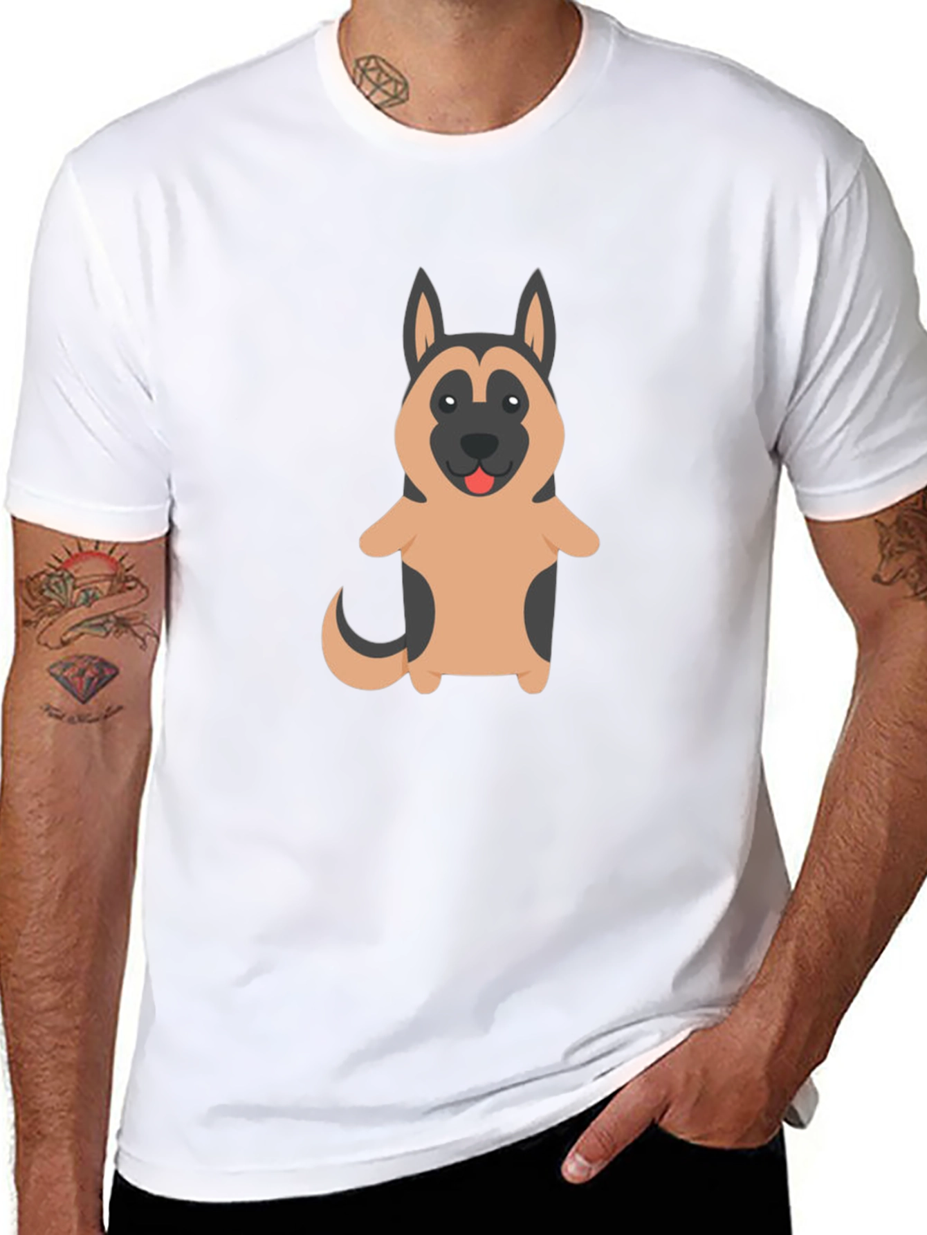 Black German Shepherd Dog Cartoon Graphic T-Shirt view 8