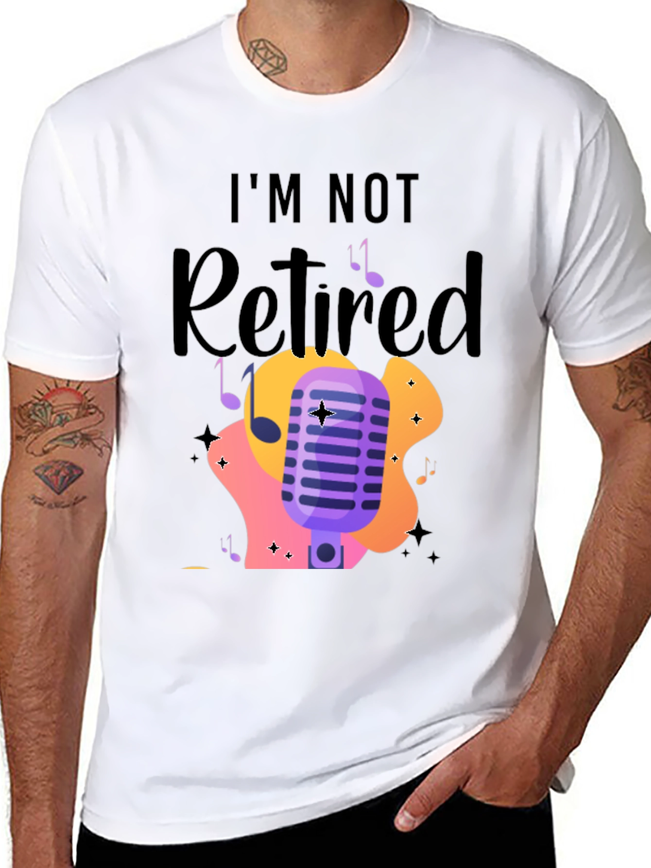 Black I'm Not Retired Music Lover T-Shirt view 8
