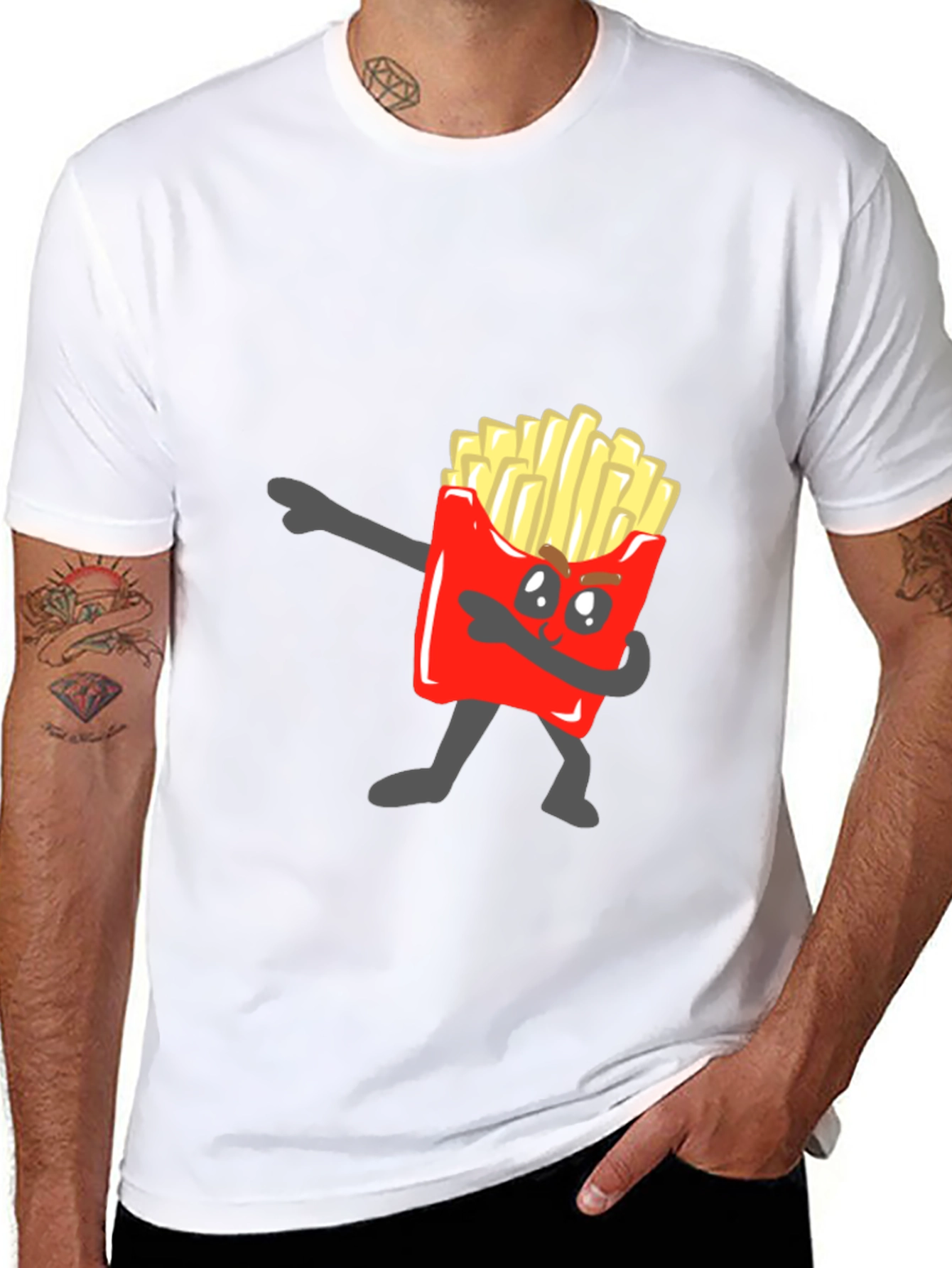 Black Funny French Fry Dab T-Shirt - Unique Design view 8