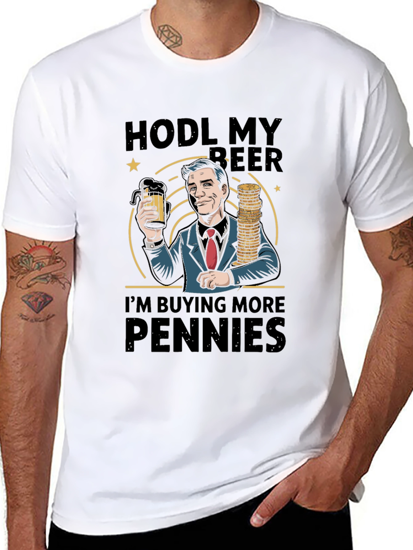 Black HODL My Beer Funny Crypto T-Shirt view 8
