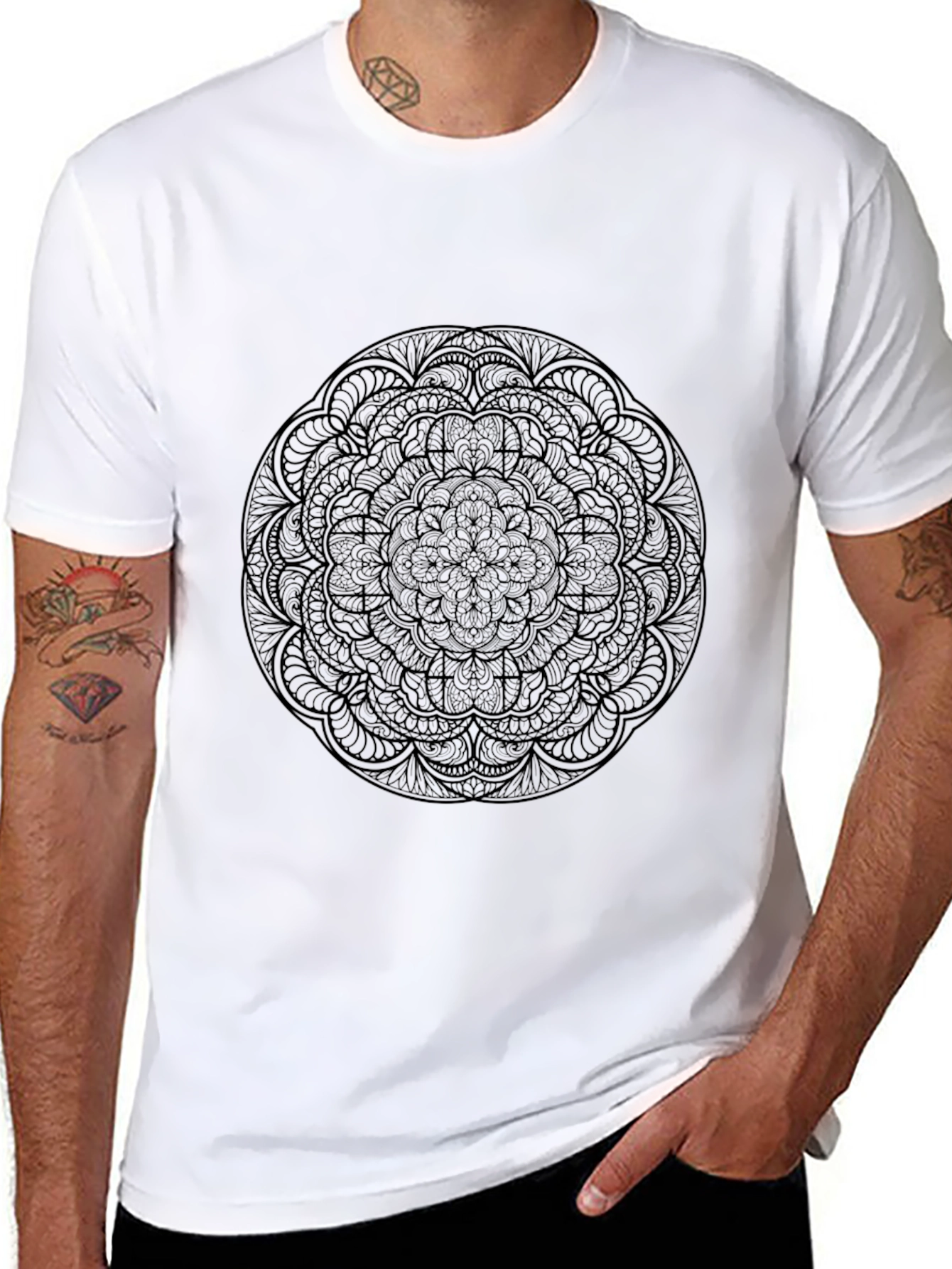 Black Black Mandala Graphic T-Shirt view 8