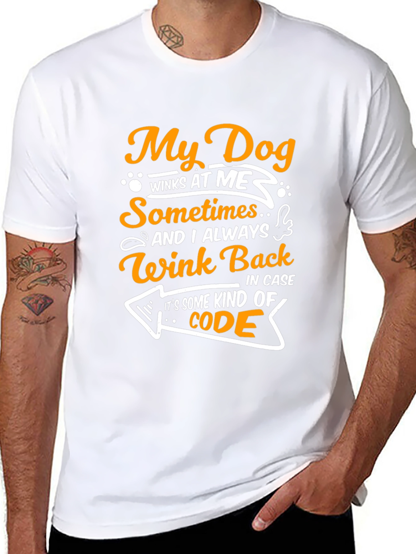 Black My Dog Winks at Me Funny T-Shirt view 8