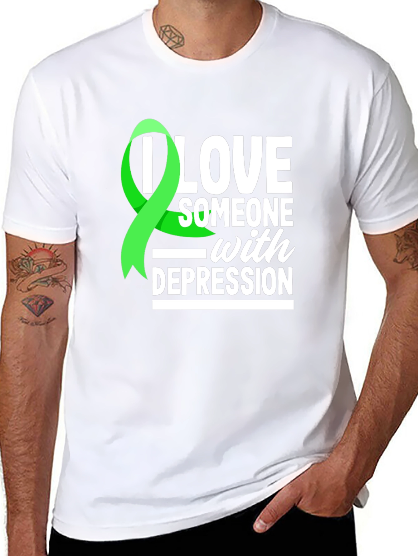 Black I Love Someone With Depression Awareness T-Shirt view 8