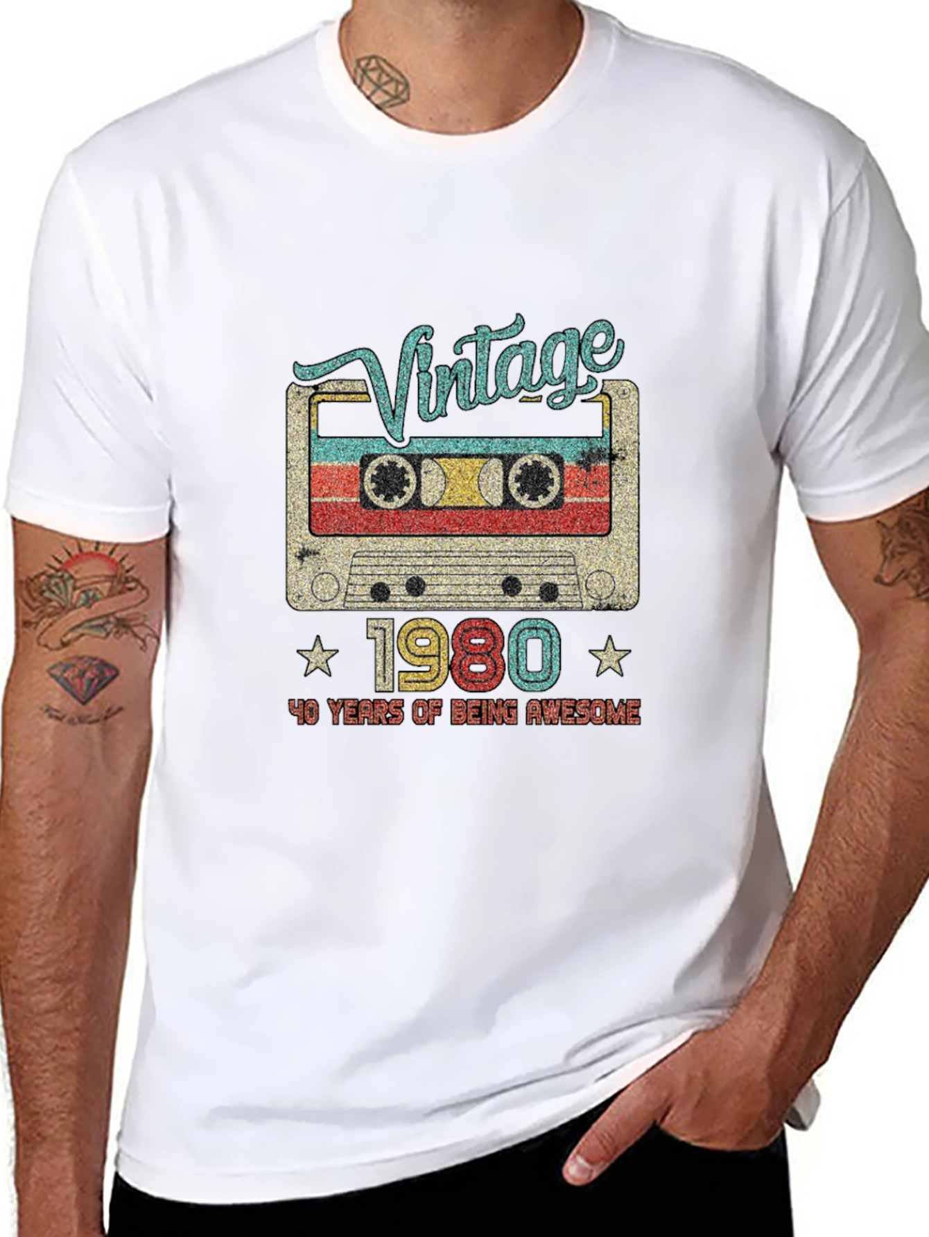 Black Vintage 1980 Cassette Tape T-Shirt view 8