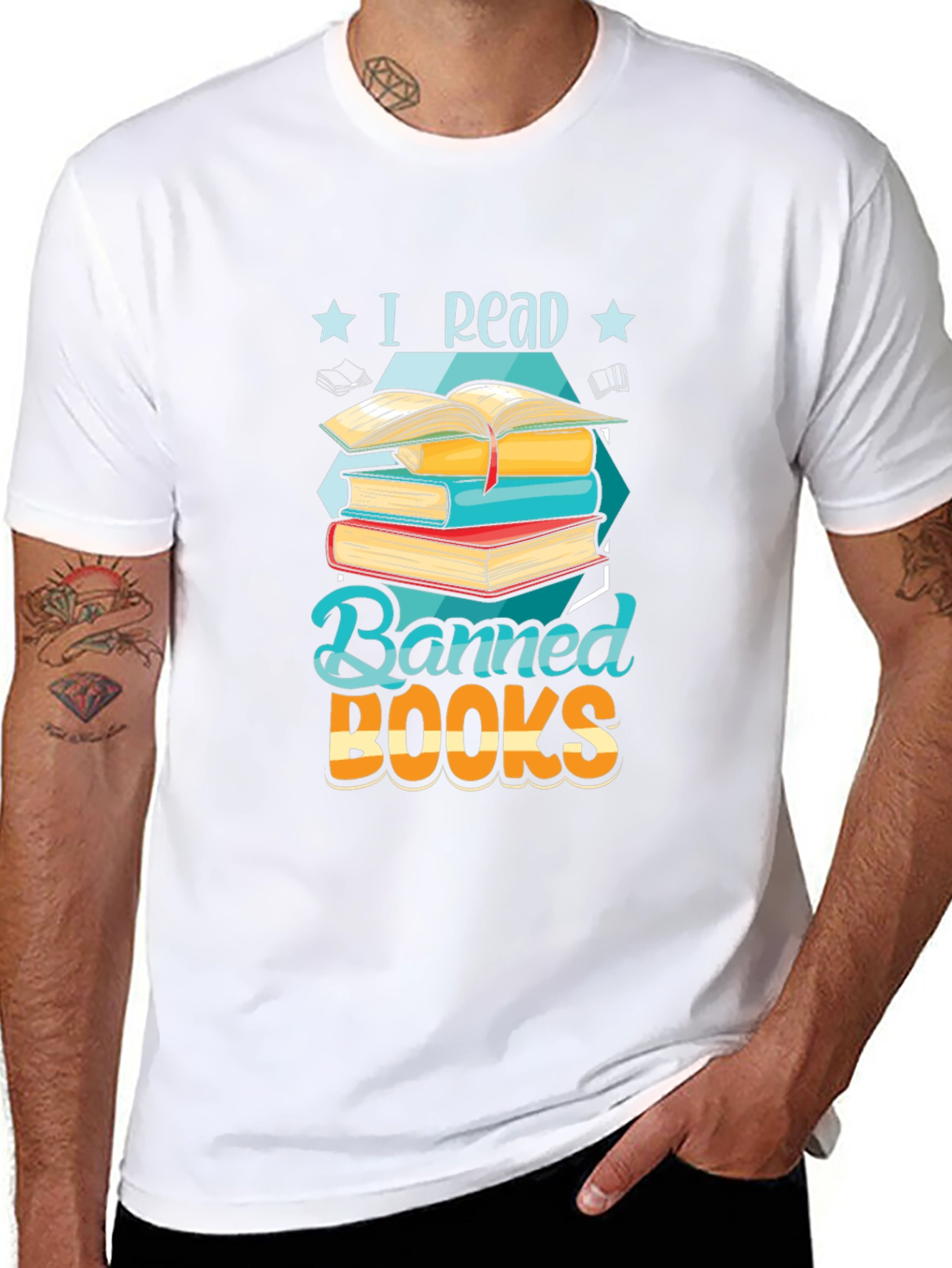 Black I Read Banned Books Graphic T-Shirt - Book Lover Tee view 8
