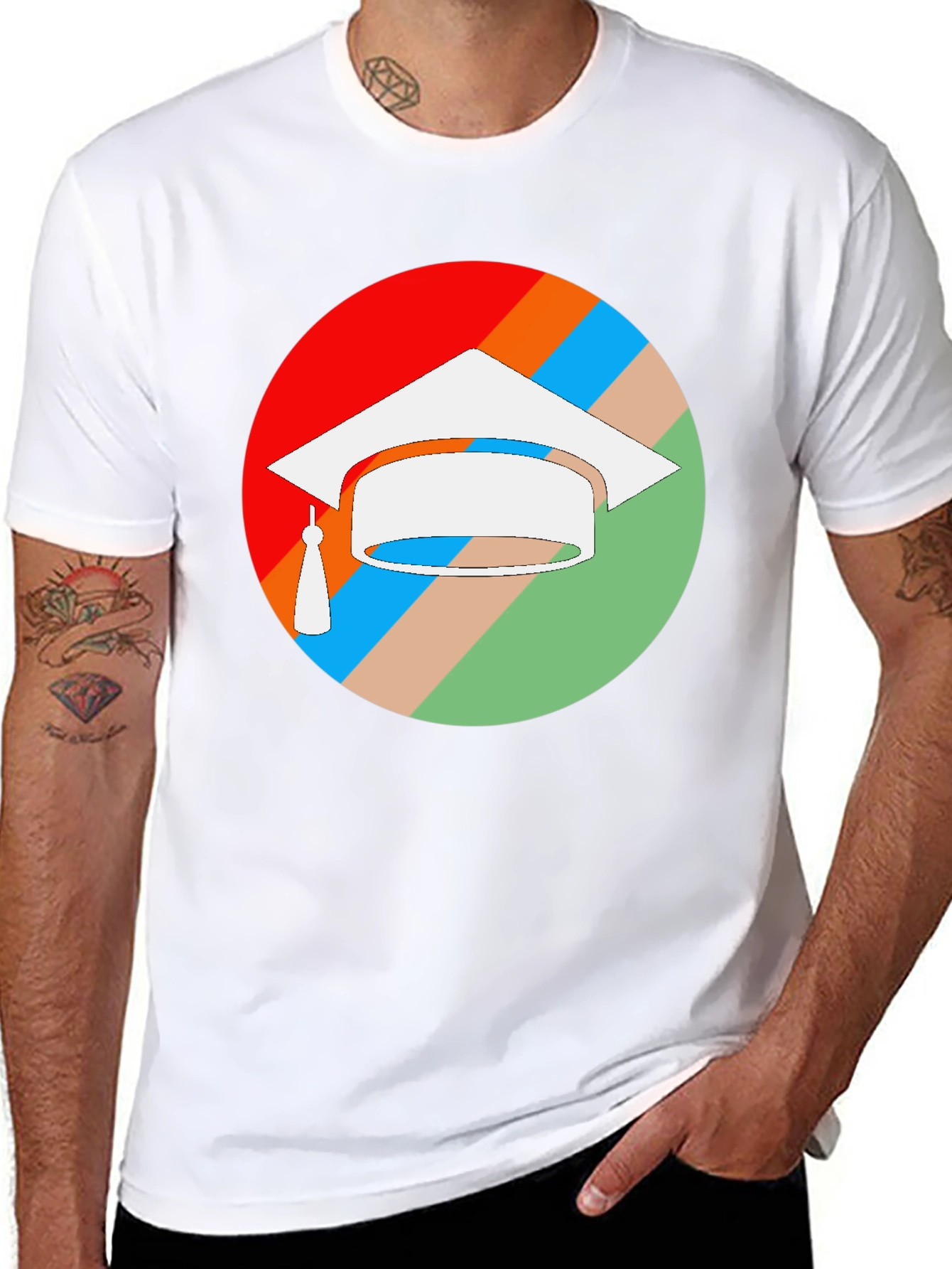 Black Graduation Cap T-Shirt - Colorful Celebration view 8