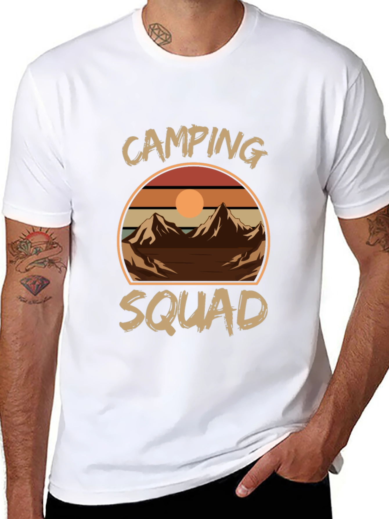 Black Camping Squad Tee - Retro Mountain Adventure Shirt view 8