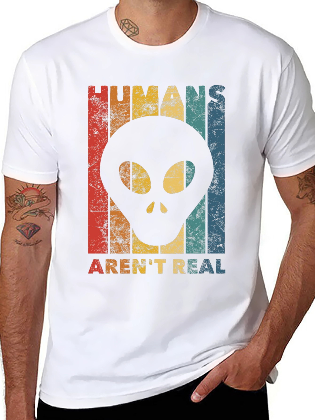 Black Humans Aren't Real Alien T-Shirt view 8