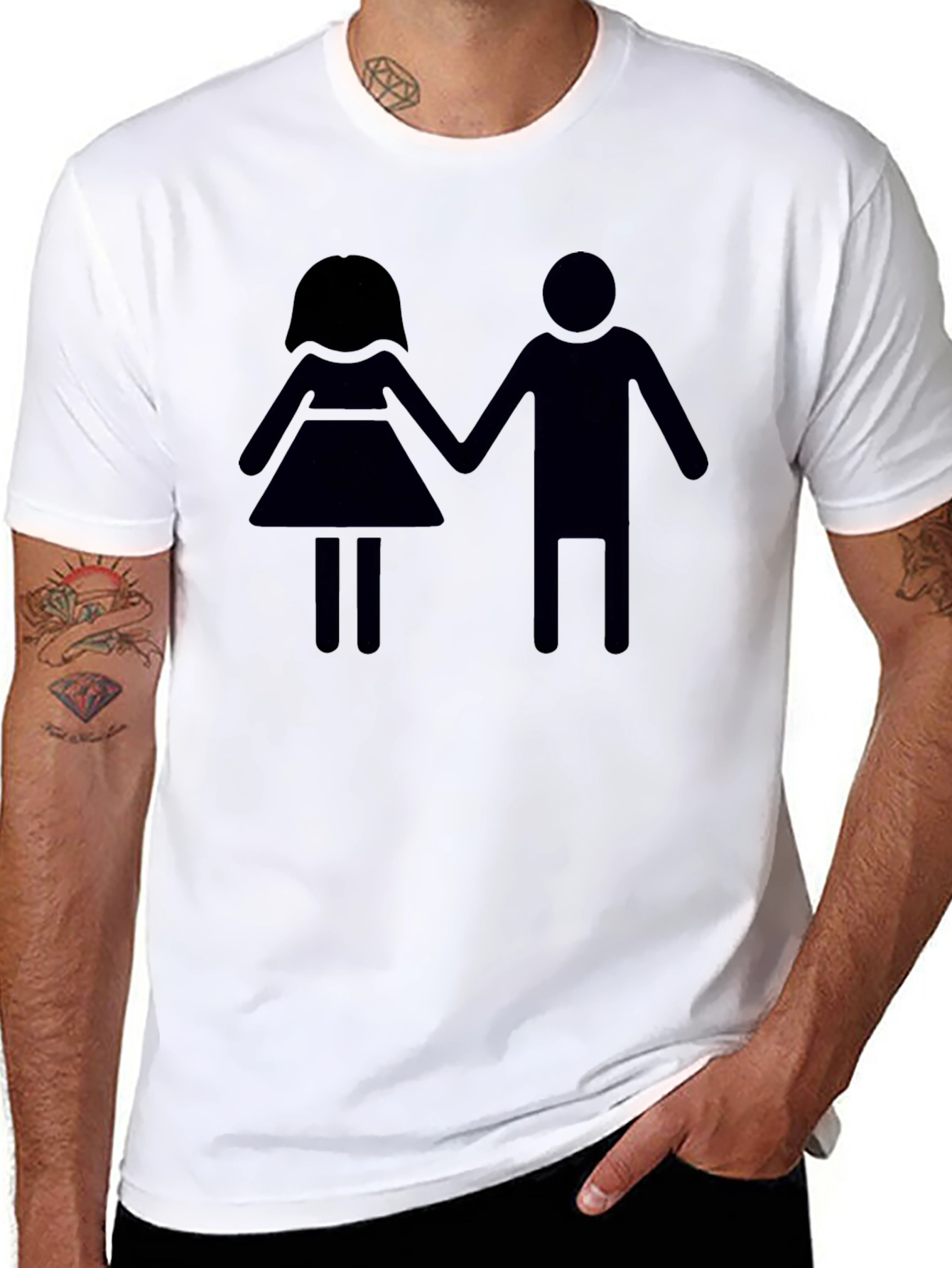 Black Stick Figure Couple Black T-Shirt view 8