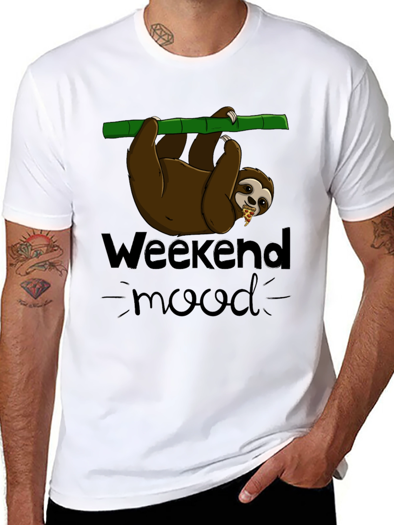Black Weekend Mood Sloth Graphic T-Shirt view 8