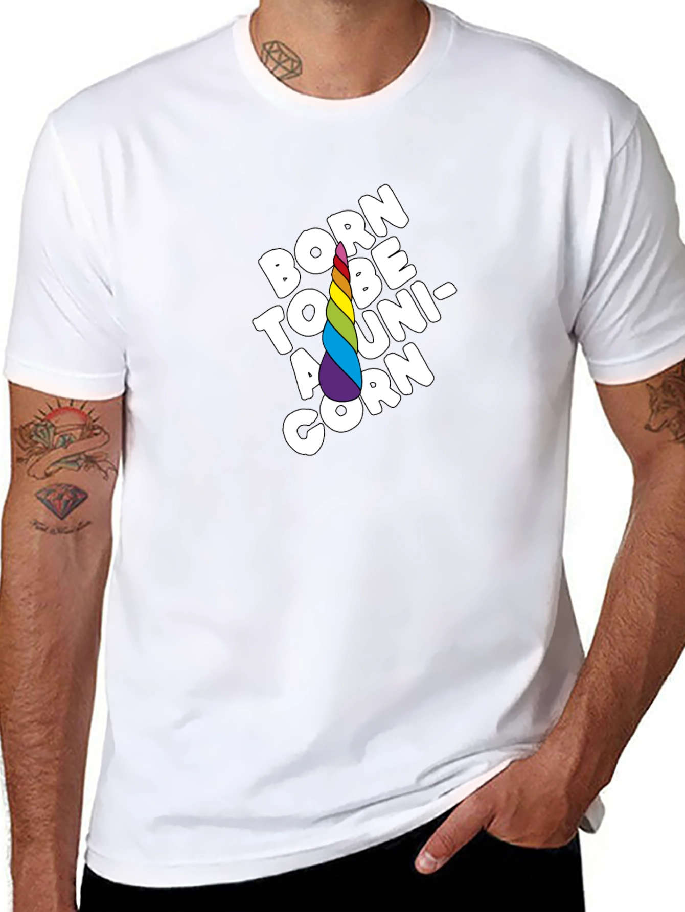 Black Born to Be a Unicorn Black T-Shirt view 8