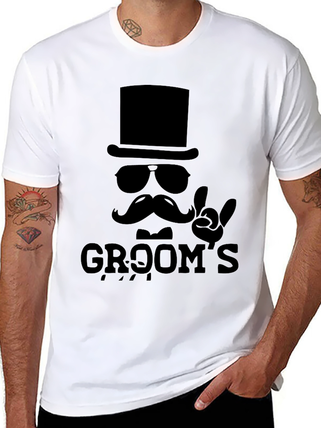 Black Groom's Rock & Roll Wedding T-Shirt view 8