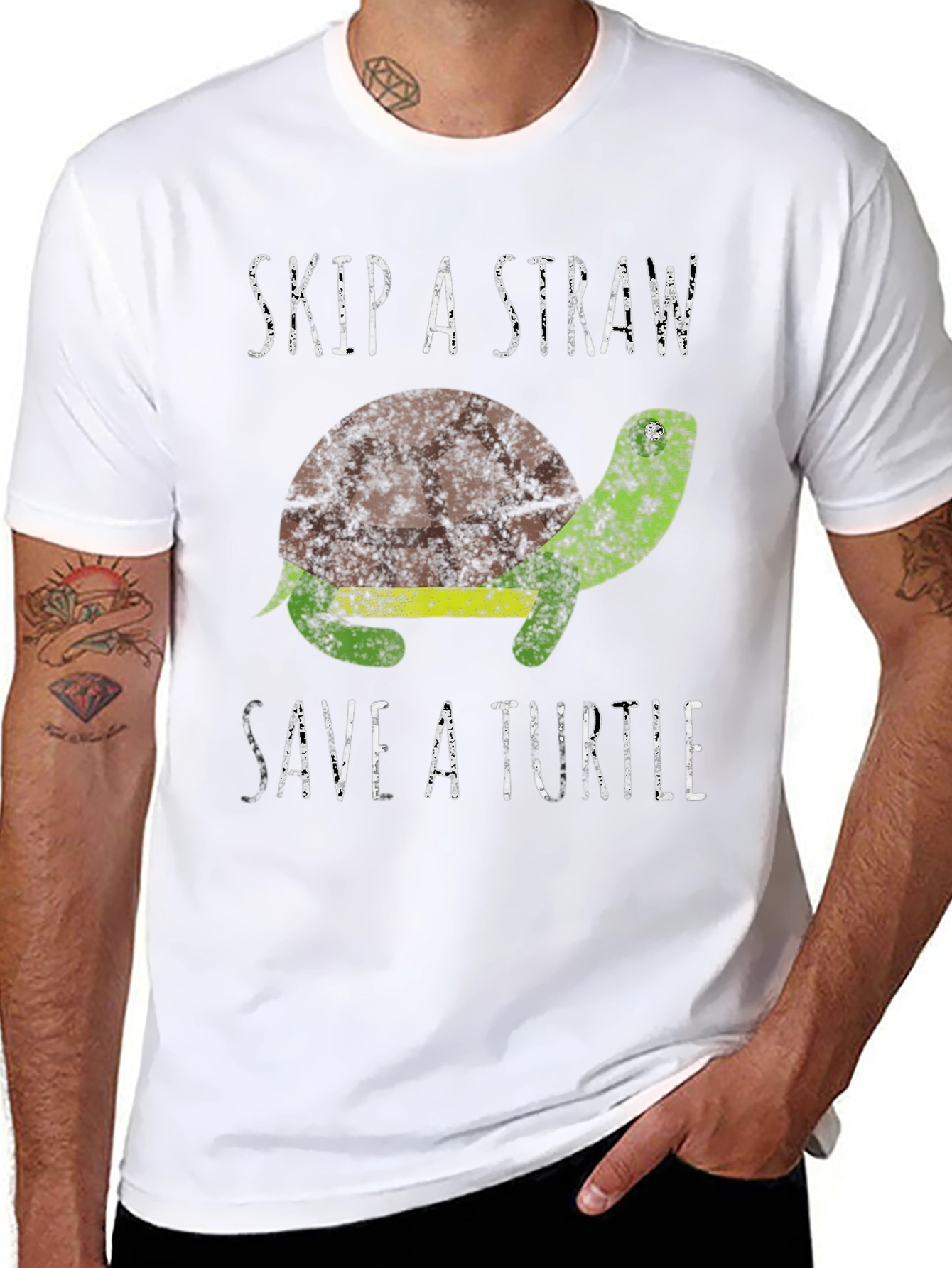 Black Skip A Straw Save A Turtle Graphic T-Shirt view 8